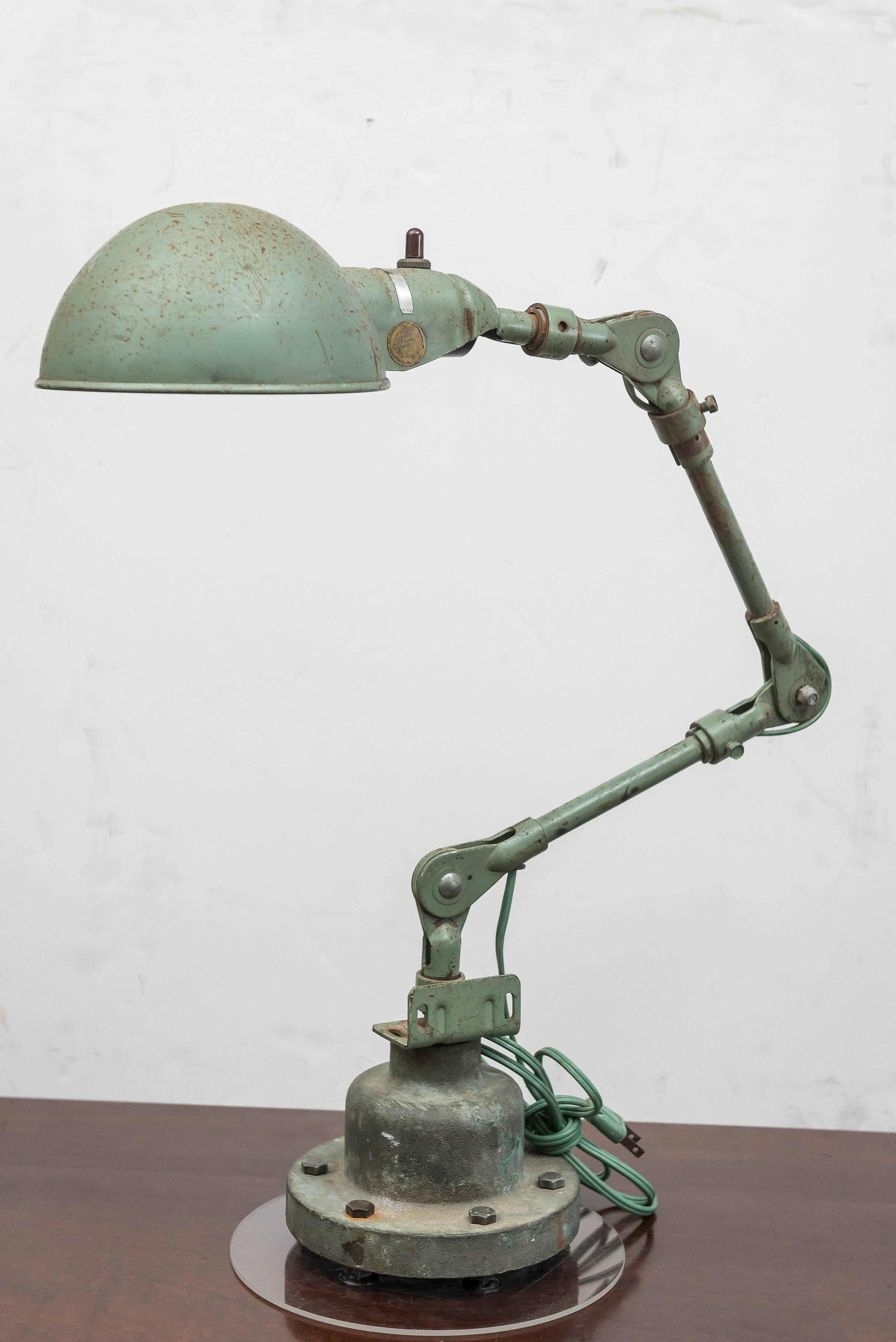 American Industrial Adjusting Lamp In Distressed Condition For Sale In San Francisco, CA