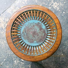 Industrial Metal Arts Reticulated Toleware Basket Bowl Painted Patina Farmhouse