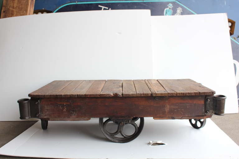 American Industrial Cart Coffee Table, More Available In Good Condition For Sale In Chicago, IL