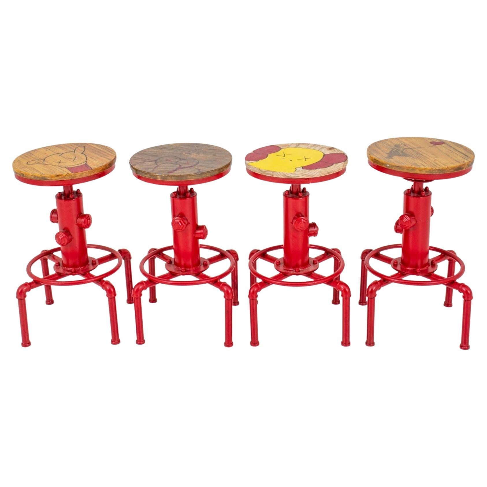 American Industrial "Outsider Art" Stools, Set of 4