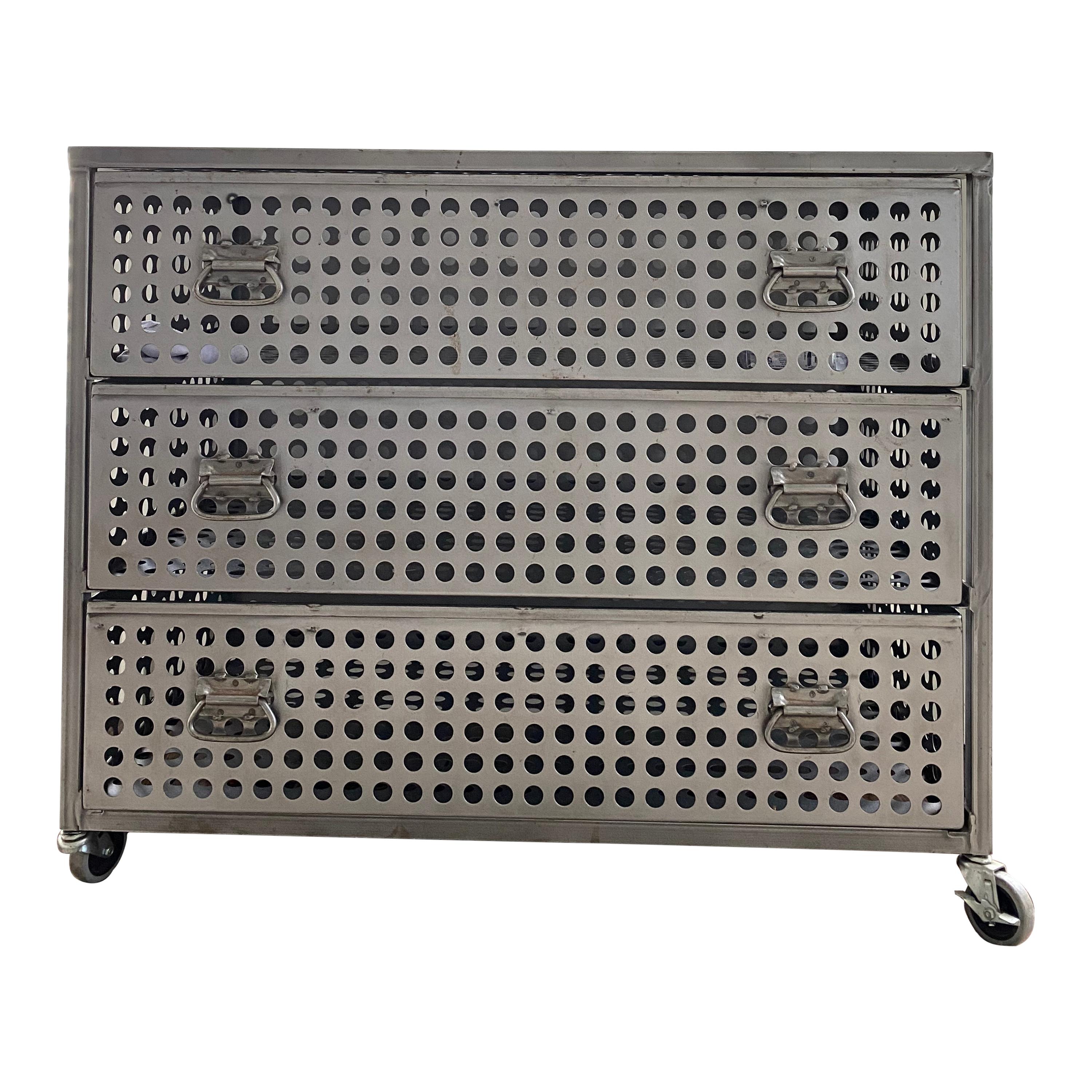 American Industrial Perforated Steel 3-Drawer Dresser