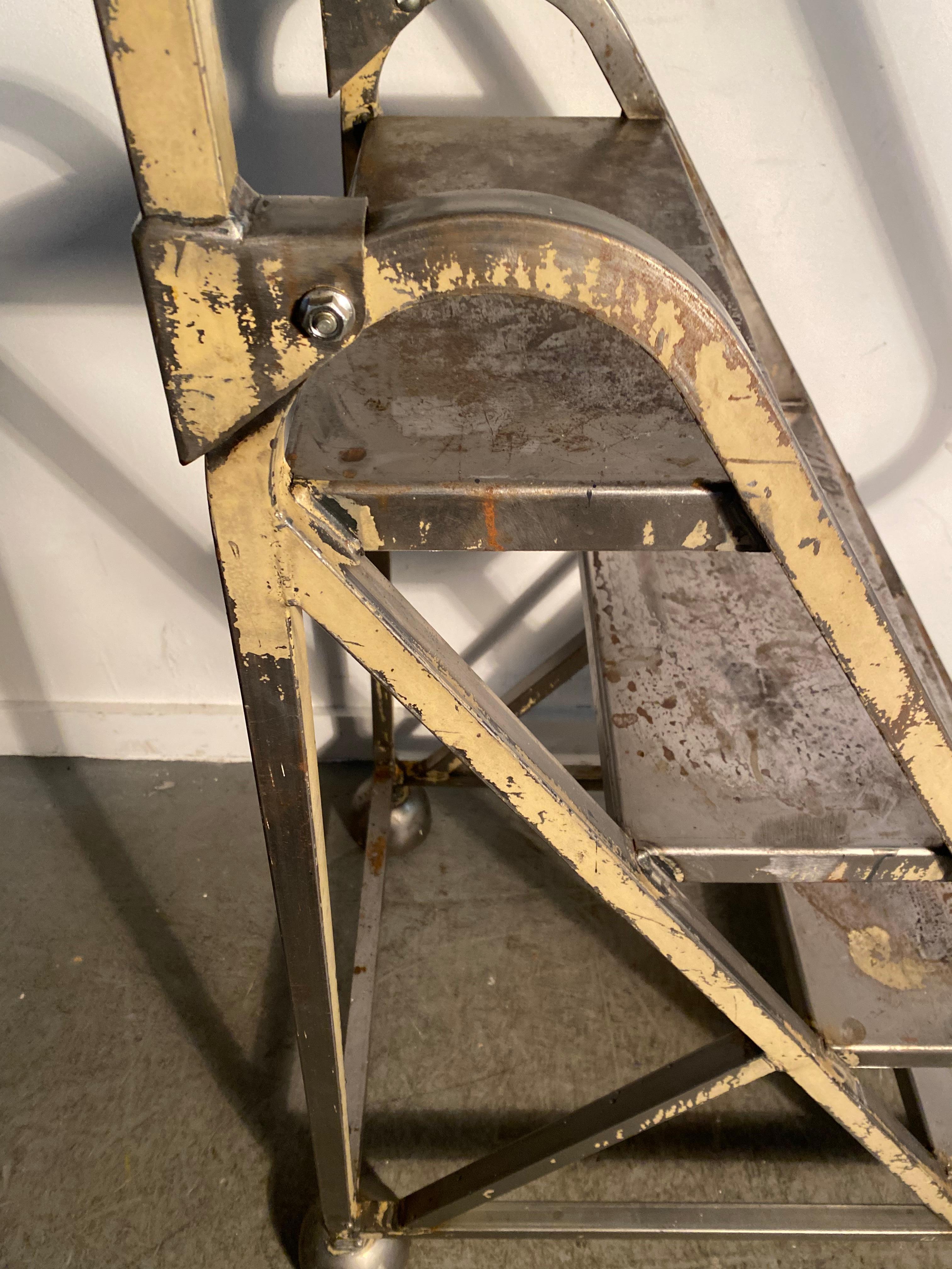 Painted American Industrial Rolling work platform / steps/ ladder by Cotterman co. For Sale