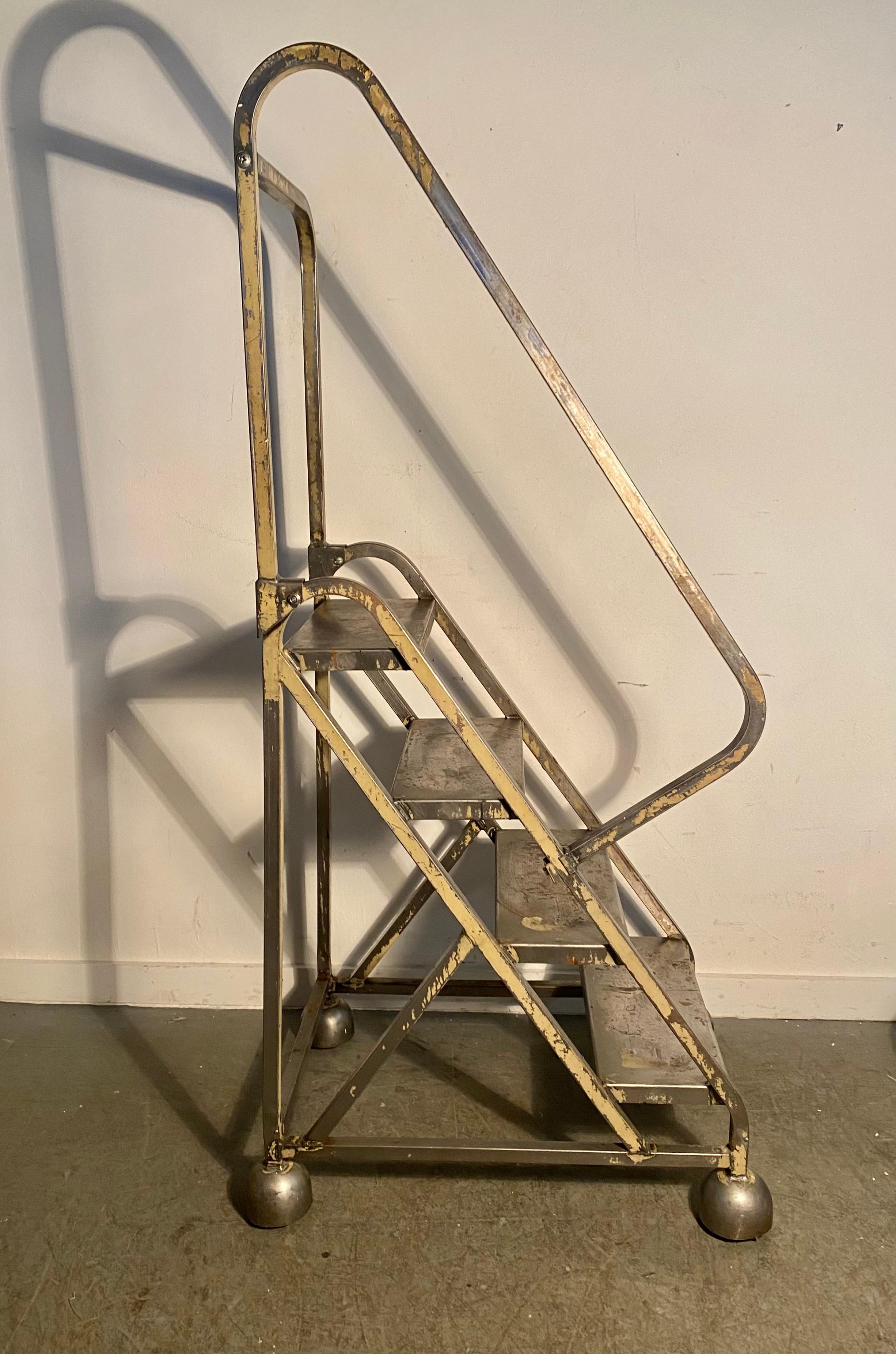 Mid-20th Century American Industrial Rolling work platform / steps/ ladder by Cotterman co. For Sale