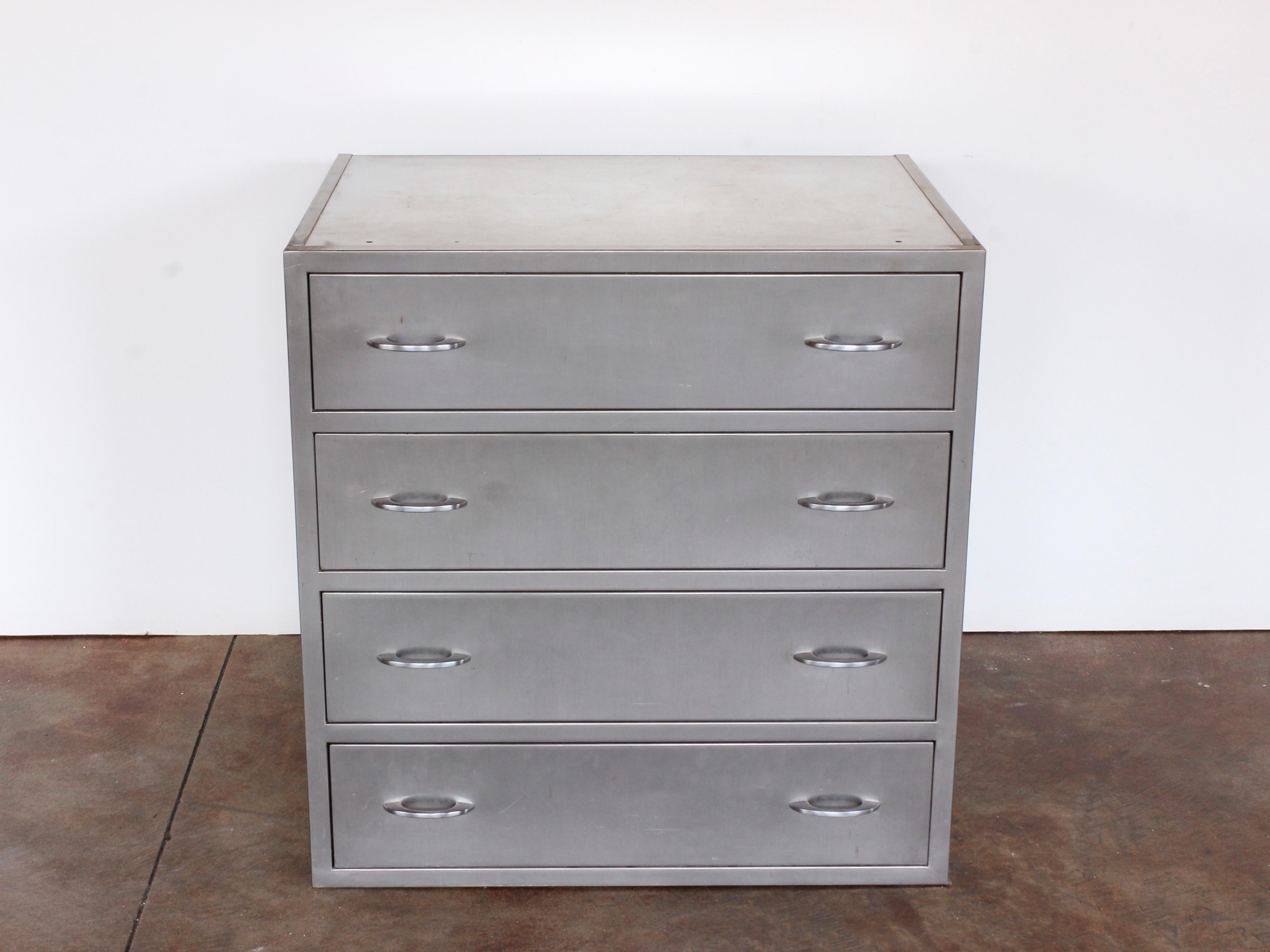 American Industrial Stainless Steel Chest with 4 Drawers, C. 1940s 1