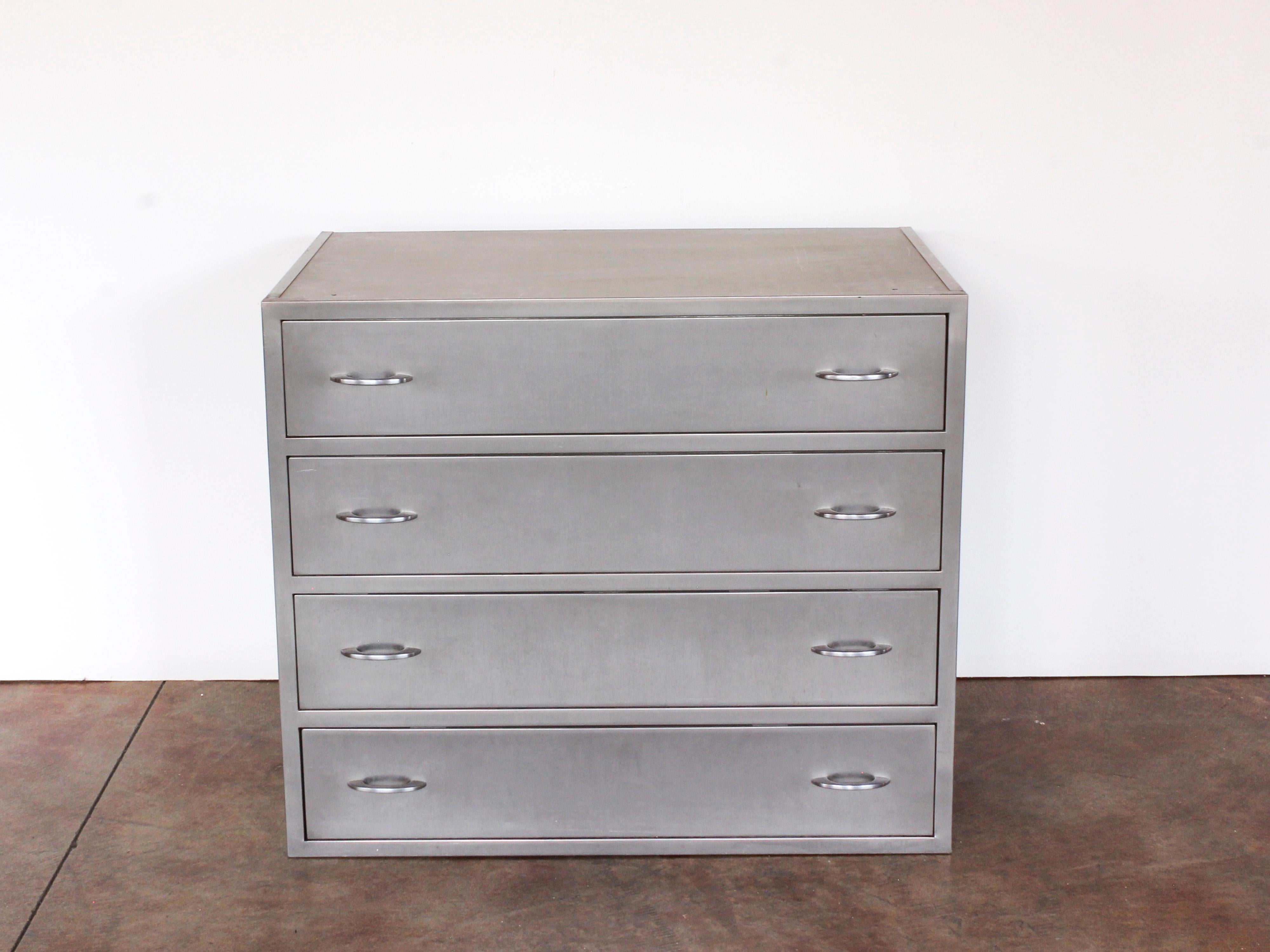 American Industrial Stainless Steel Chest With 4 Drawers, C. 1940s For Sale 1