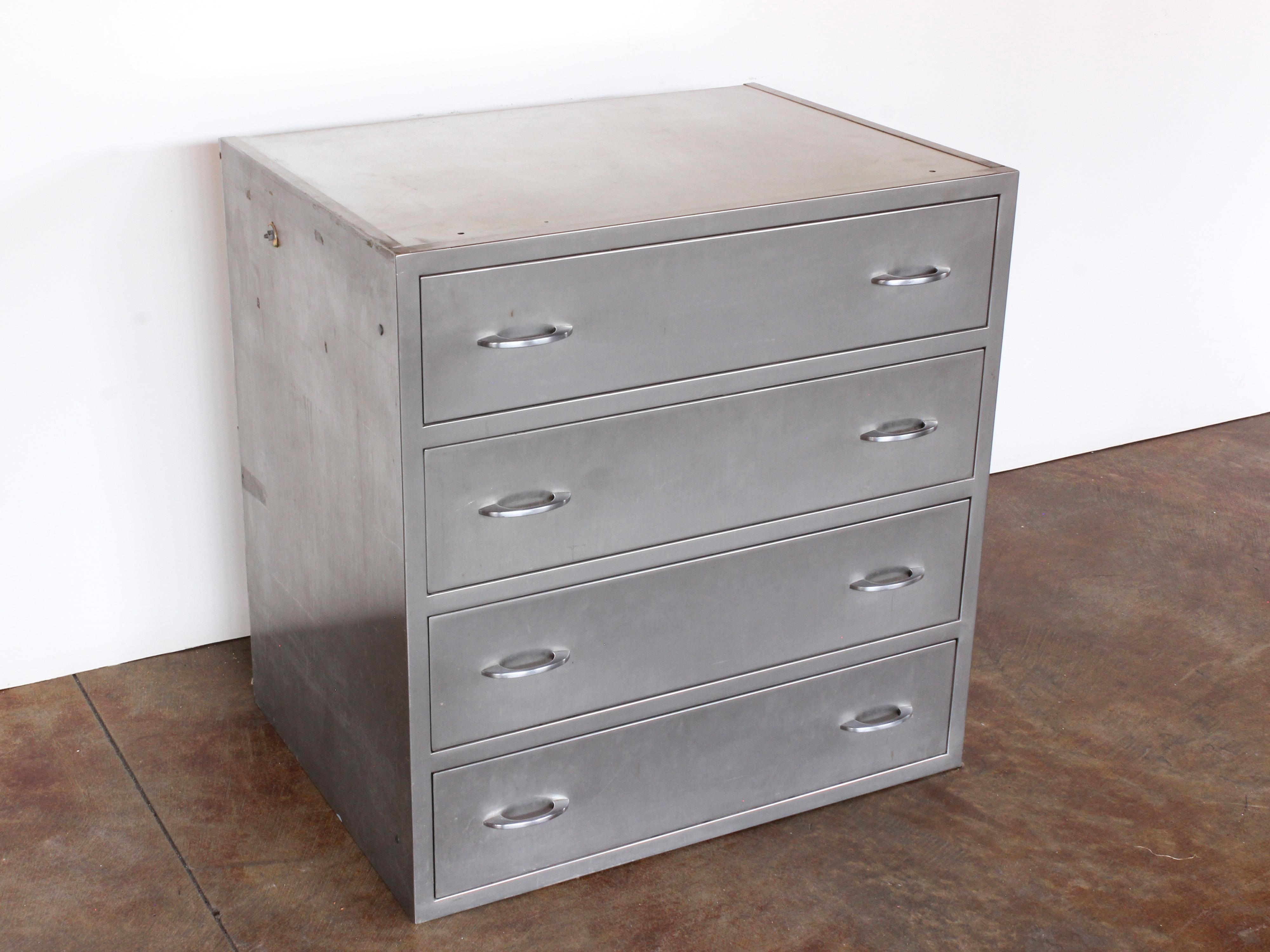 American Industrial Stainless Steel Chest with 4 Drawers, C. 1940s 2