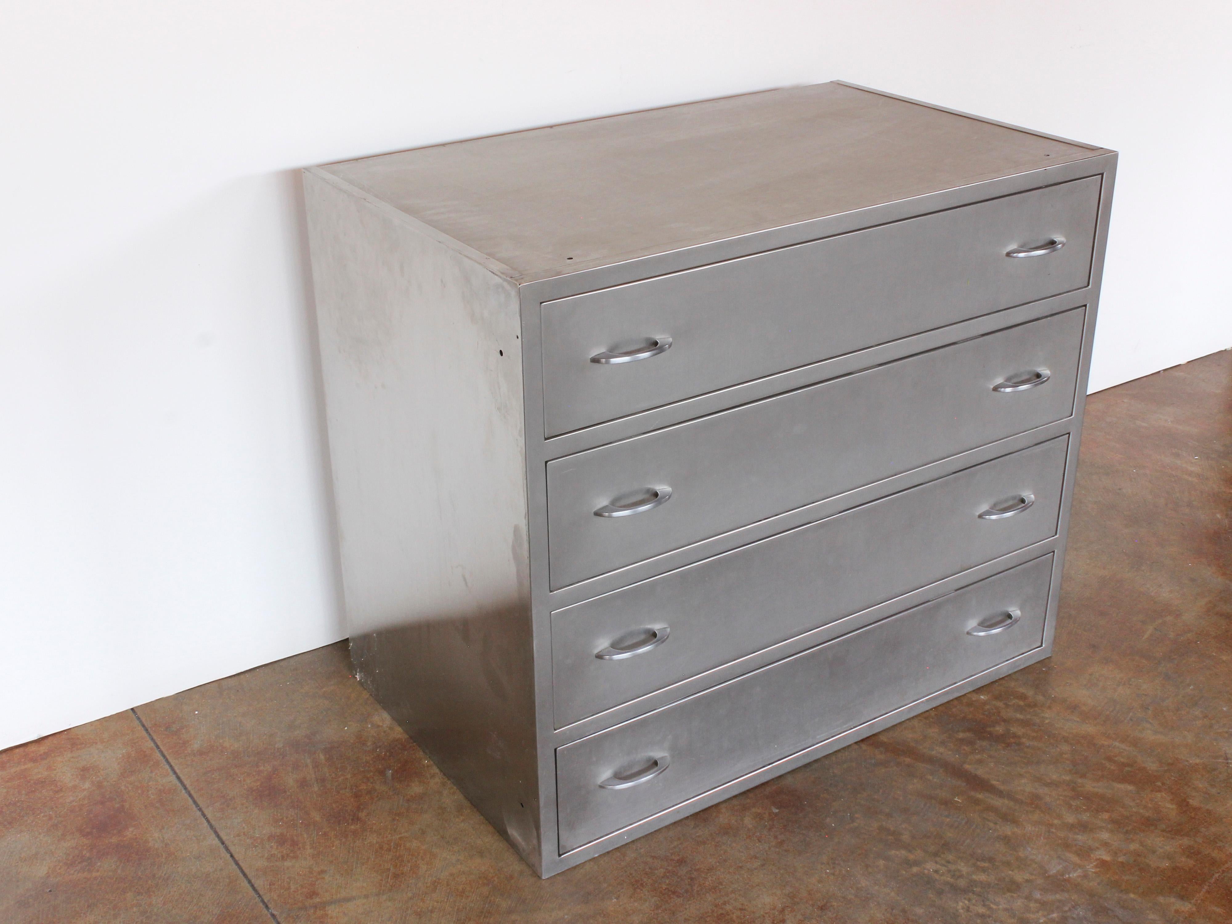 American Industrial Stainless Steel Chest With 4 Drawers, C. 1940s For Sale 2