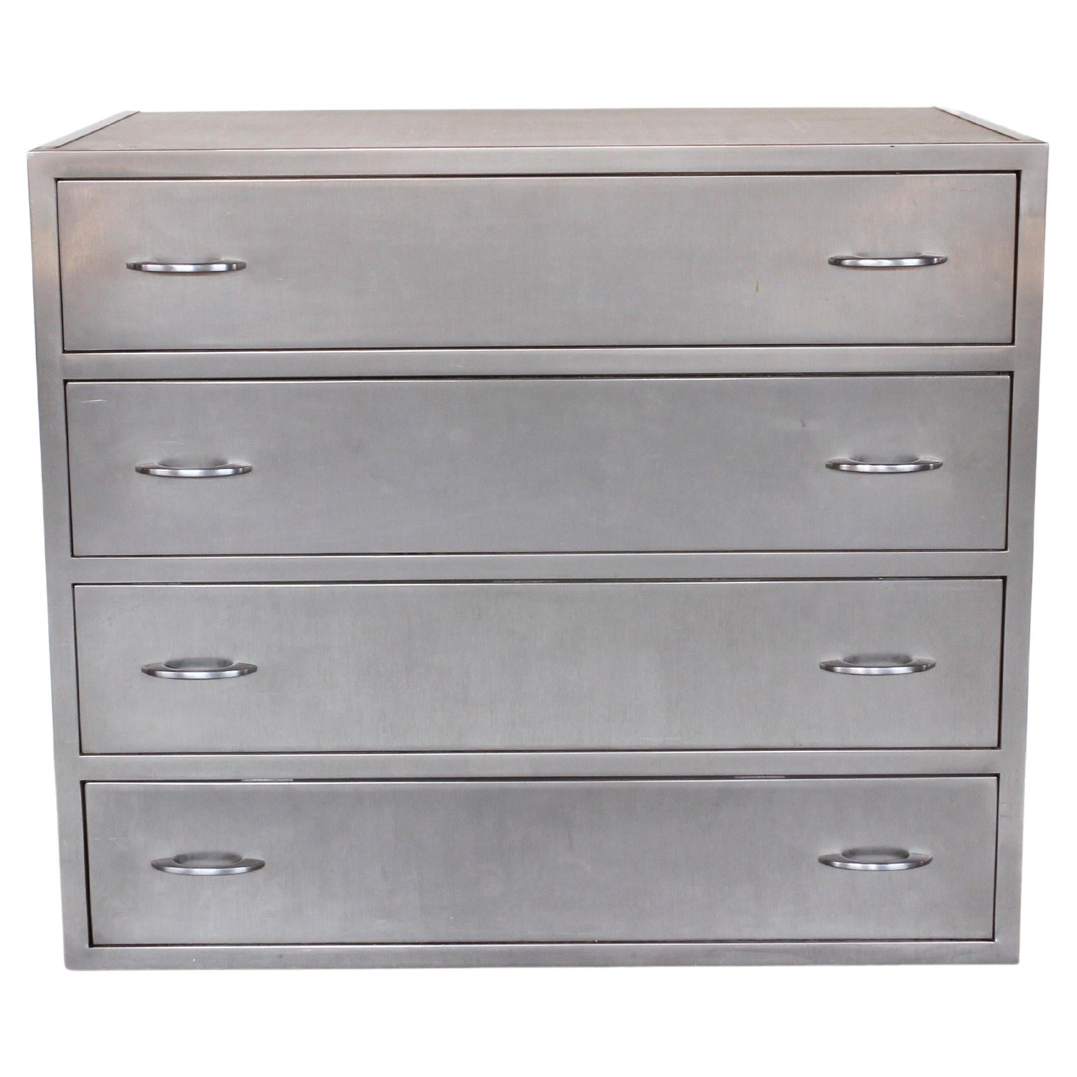 American Industrial Stainless Steel Chest With 4 Drawers, C. 1940s