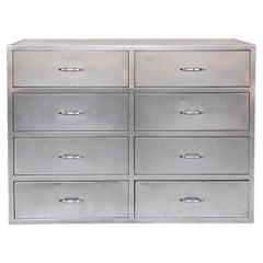 American Industrial Stainless Steel Chest With 8 Drawers, C. 1940s