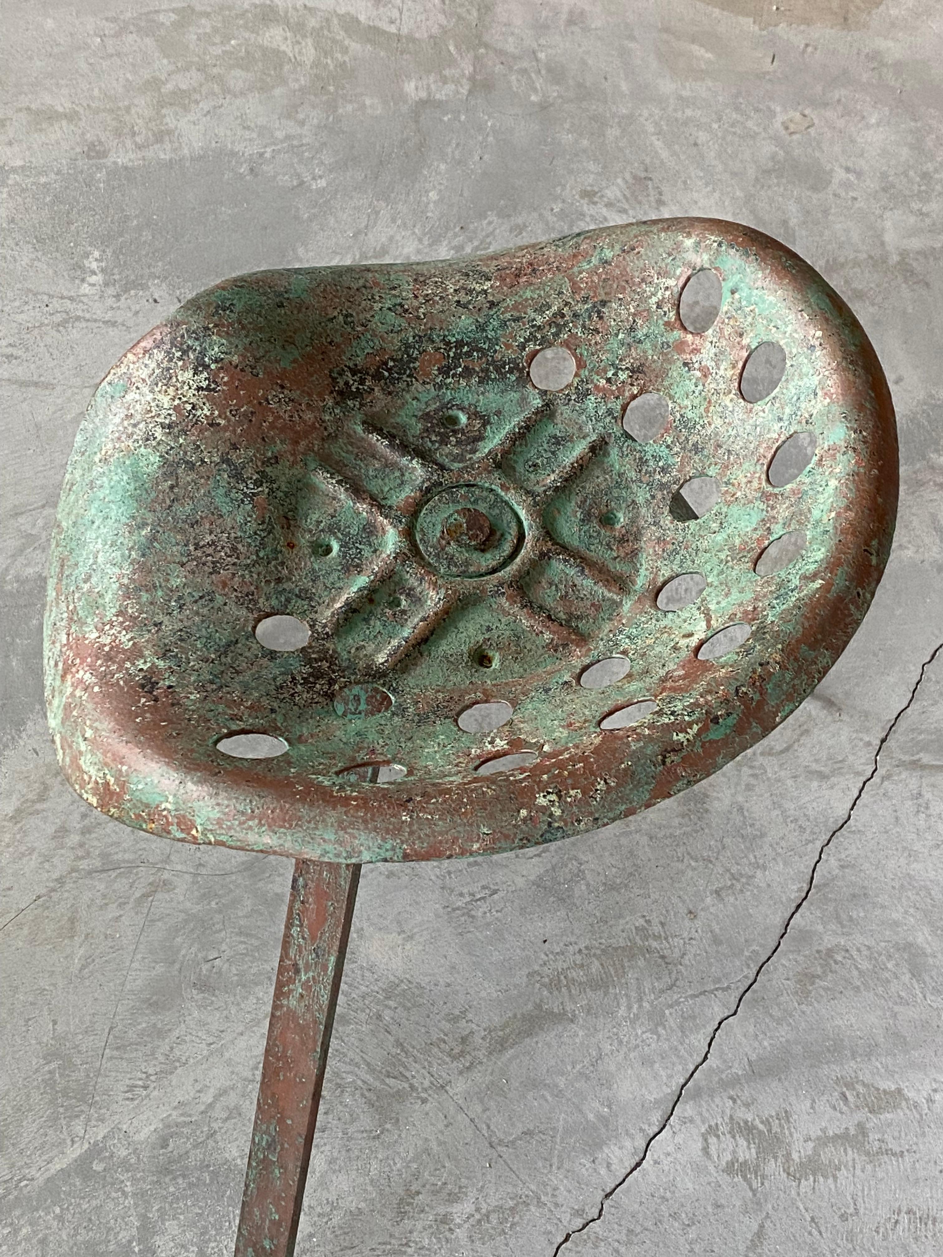 American, Industrial Stool, Green-Painted Metal, United States, 1940s 2