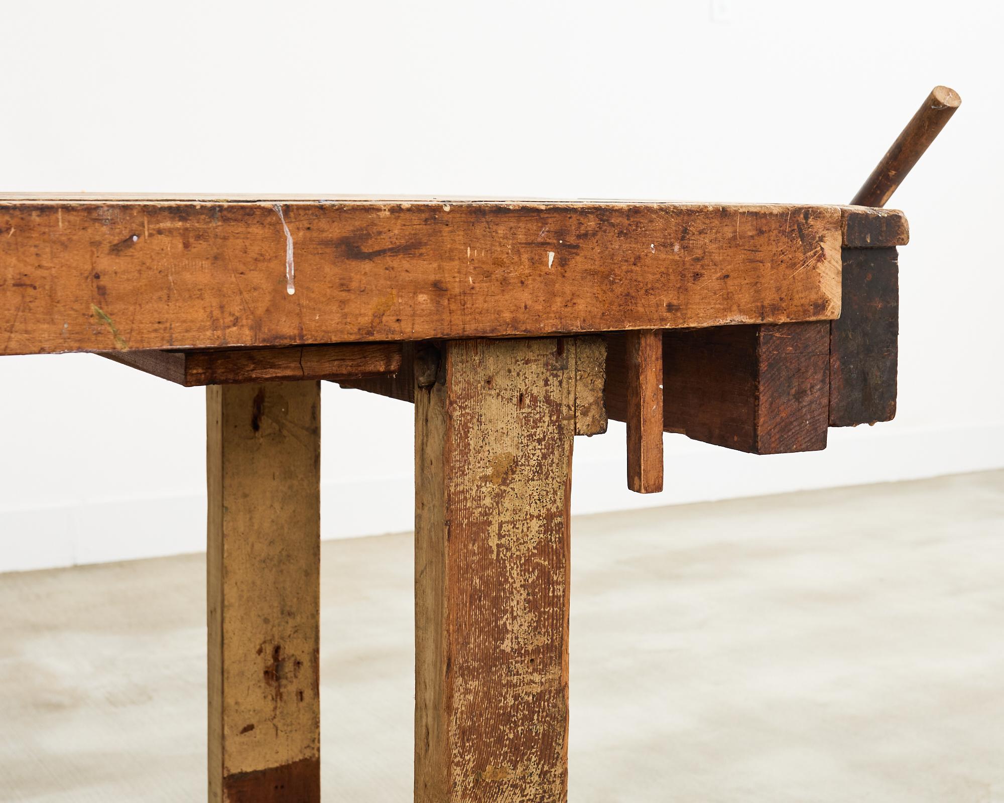 American Industrial Style Carpenters Work Bench Table or Etabli 7