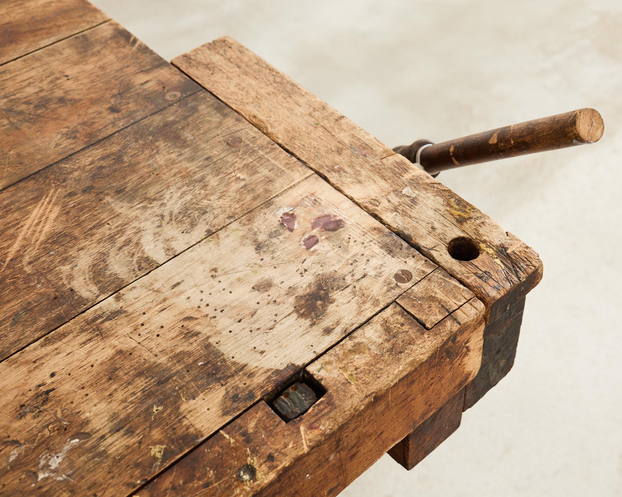 American Industrial Style Carpenters Work Bench Table or Etabli 8