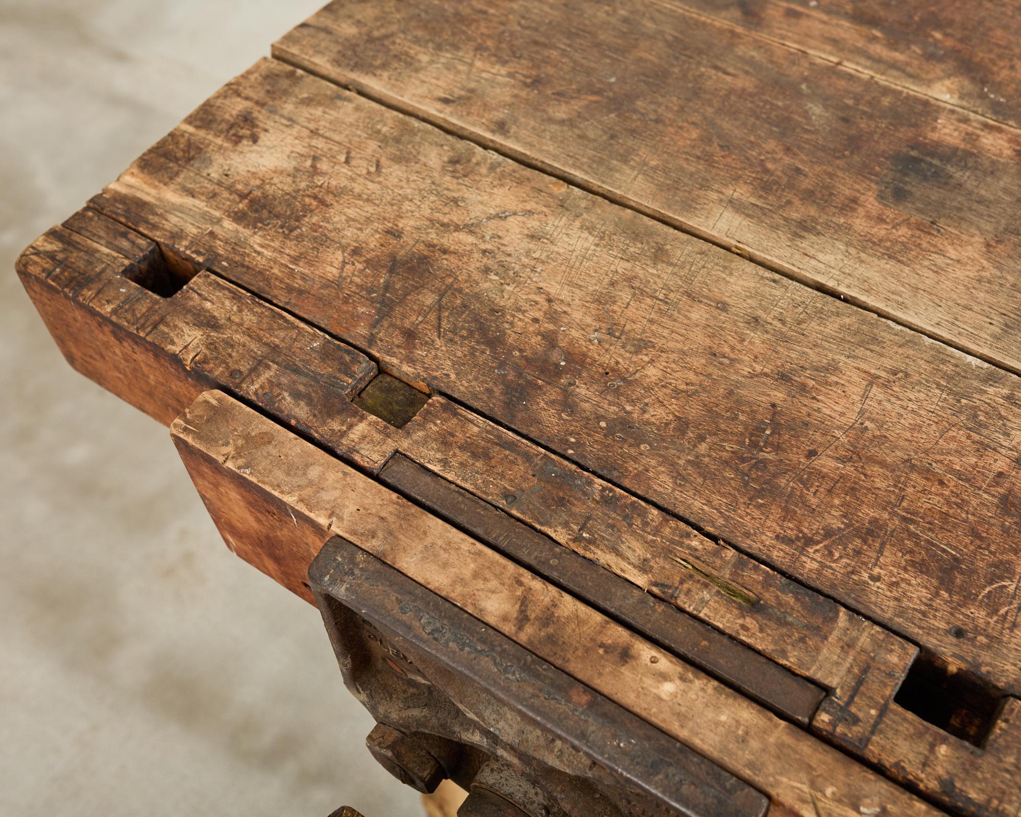 American Industrial Style Carpenters Work Bench Table or Etabli 9