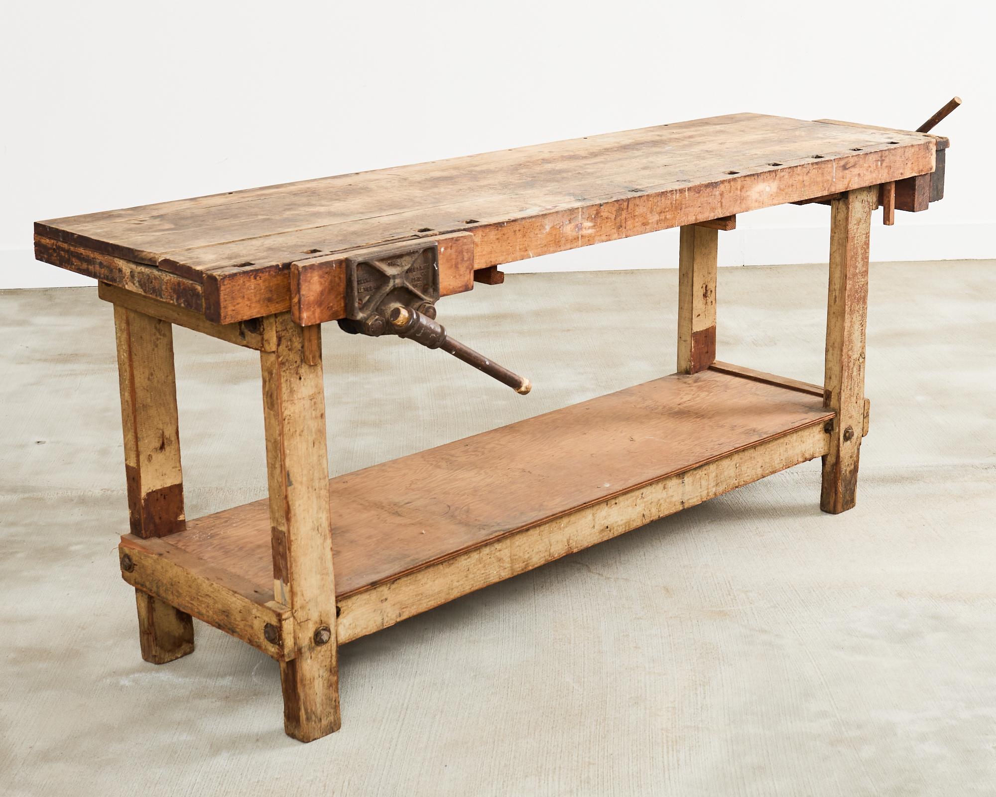 American Industrial Style Carpenters Work Bench Table or Etabli 11