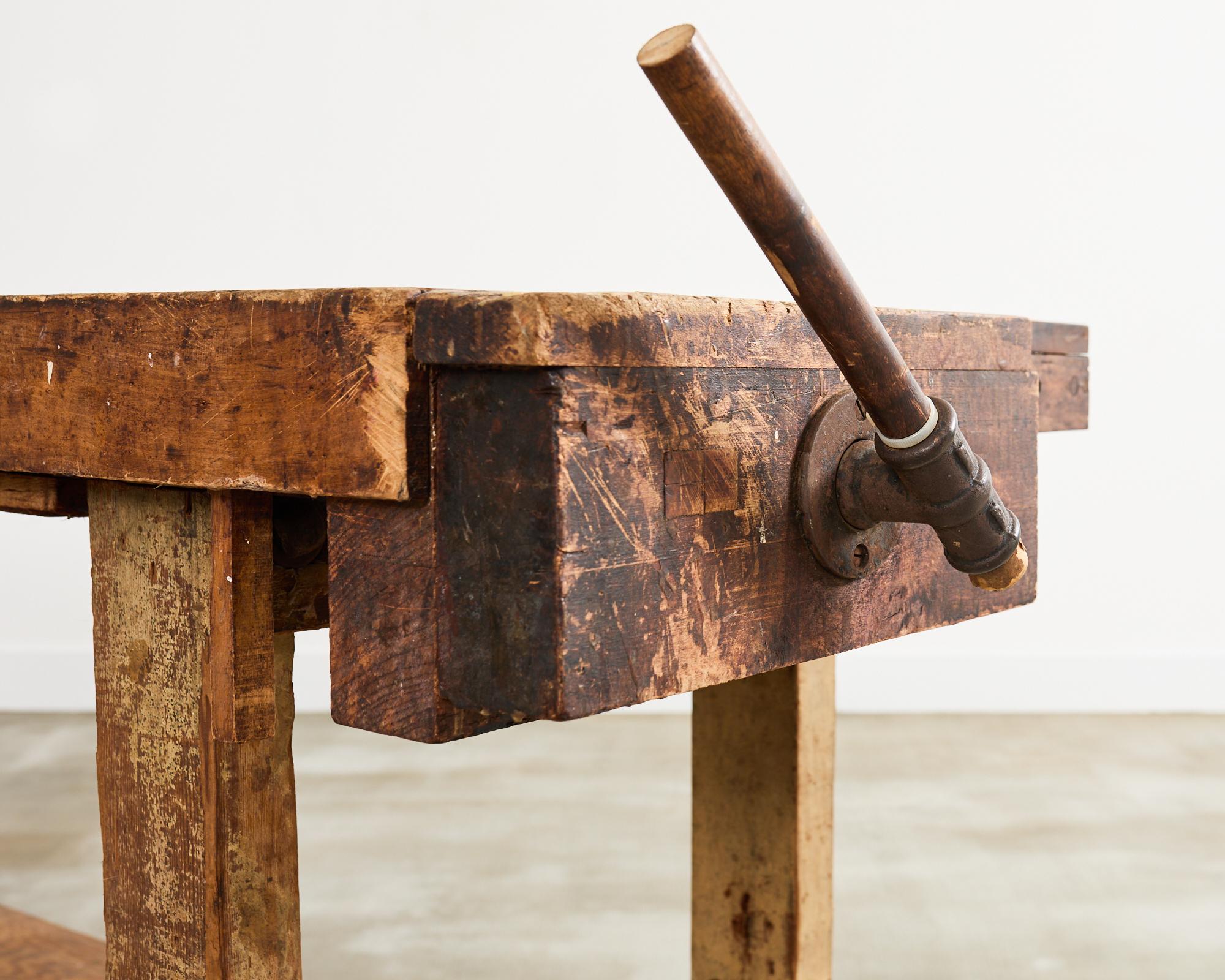 American Industrial Style Carpenters Work Bench Table or Etabli 12
