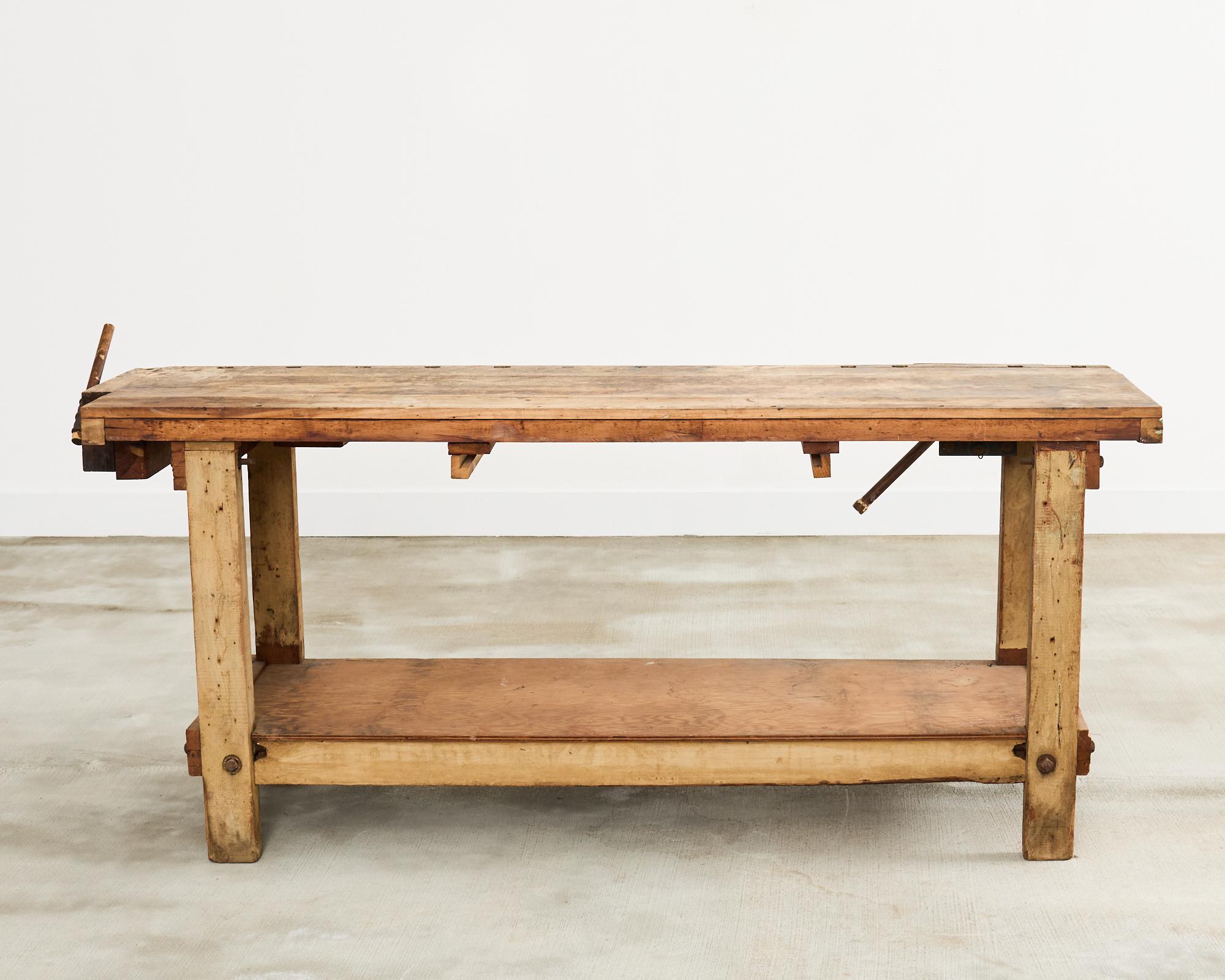 American Industrial Style Carpenters Work Bench Table or Etabli 14