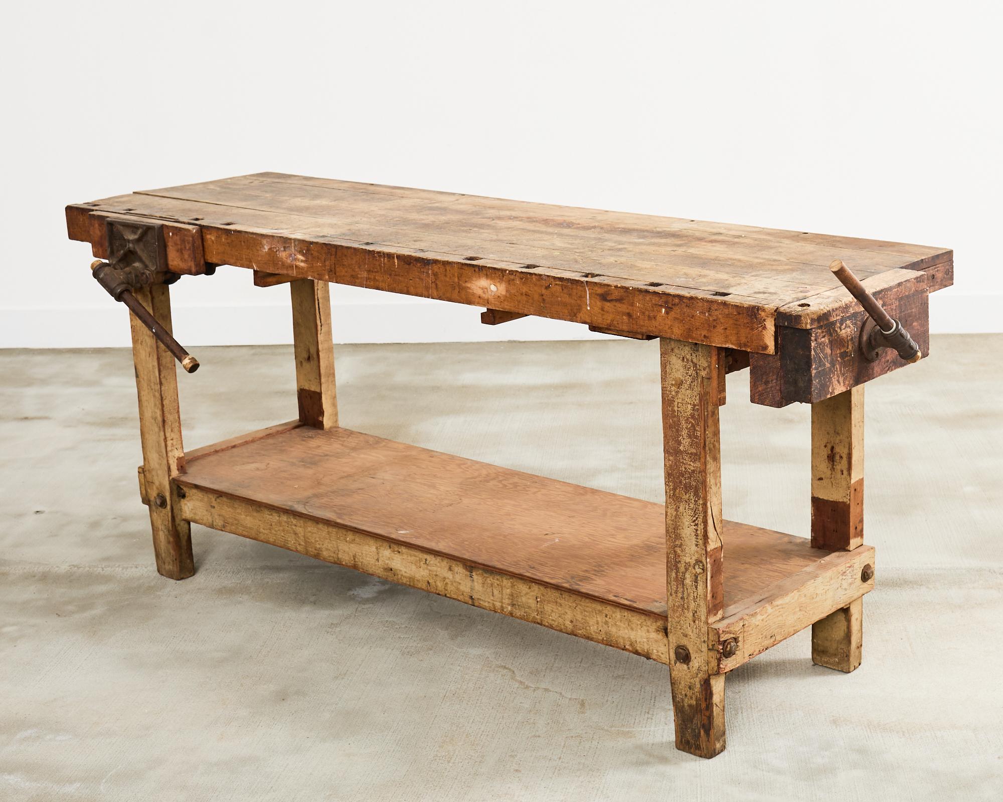 20th Century American Industrial Style Carpenters Work Bench Table or Etabli