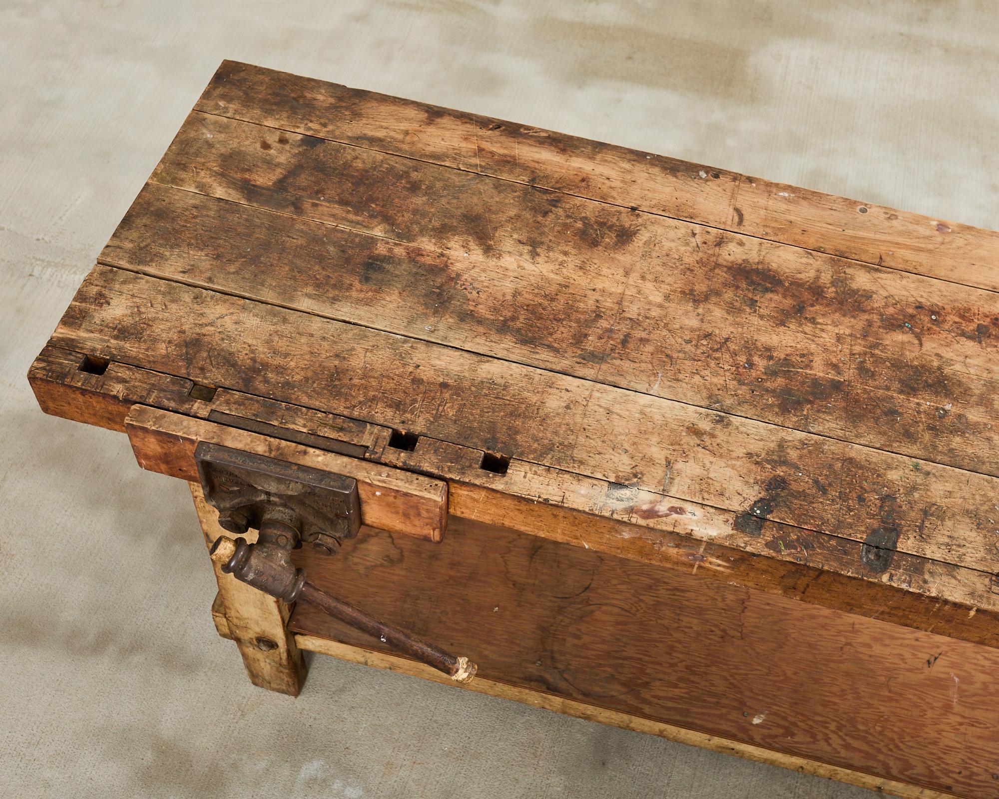 Iron American Industrial Style Carpenters Work Bench Table or Etabli