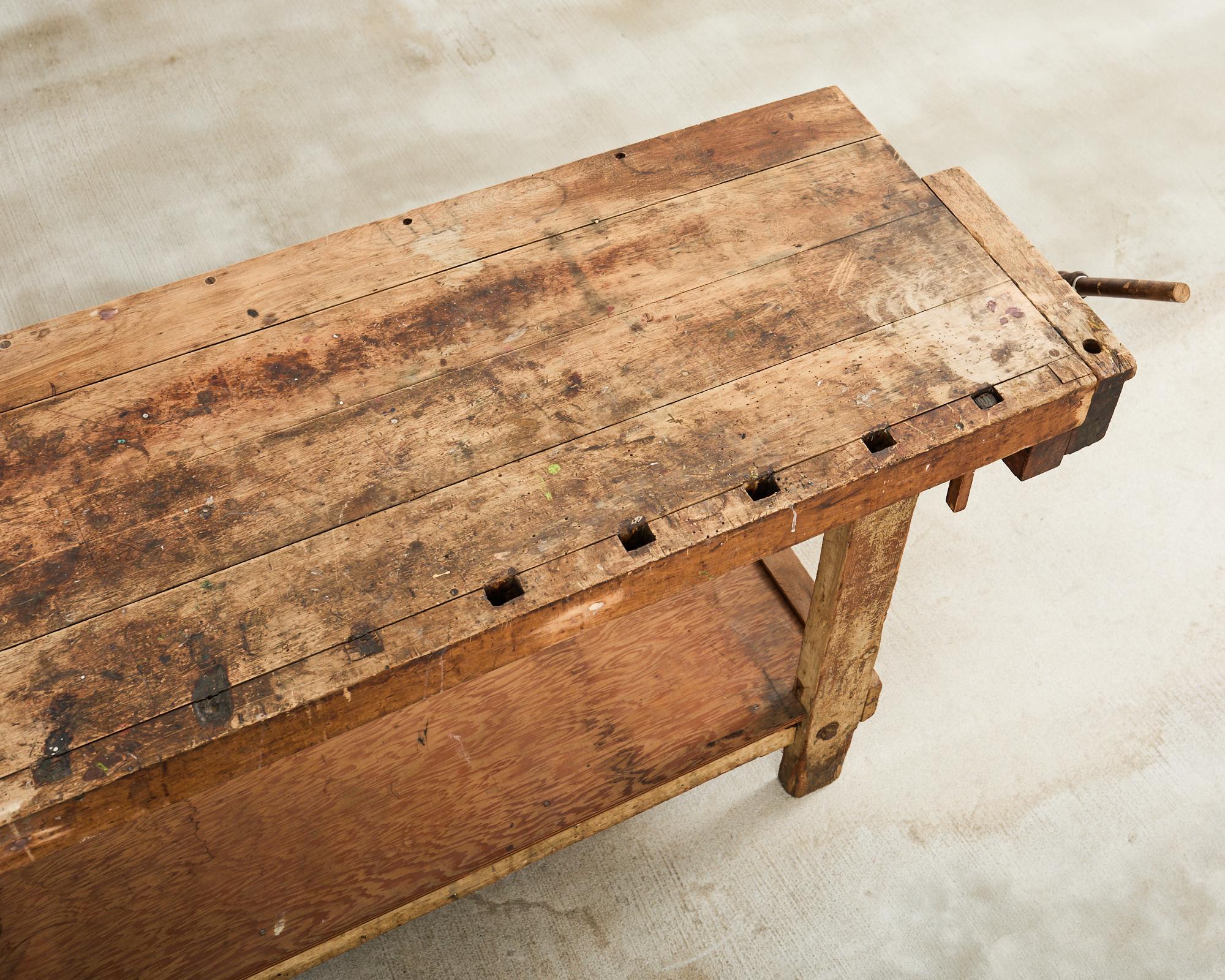 American Industrial Style Carpenters Work Bench Table or Etabli 1