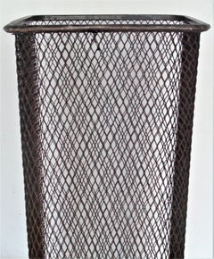 American Industrial Wire Mesh Metal Trash Basket 1930's