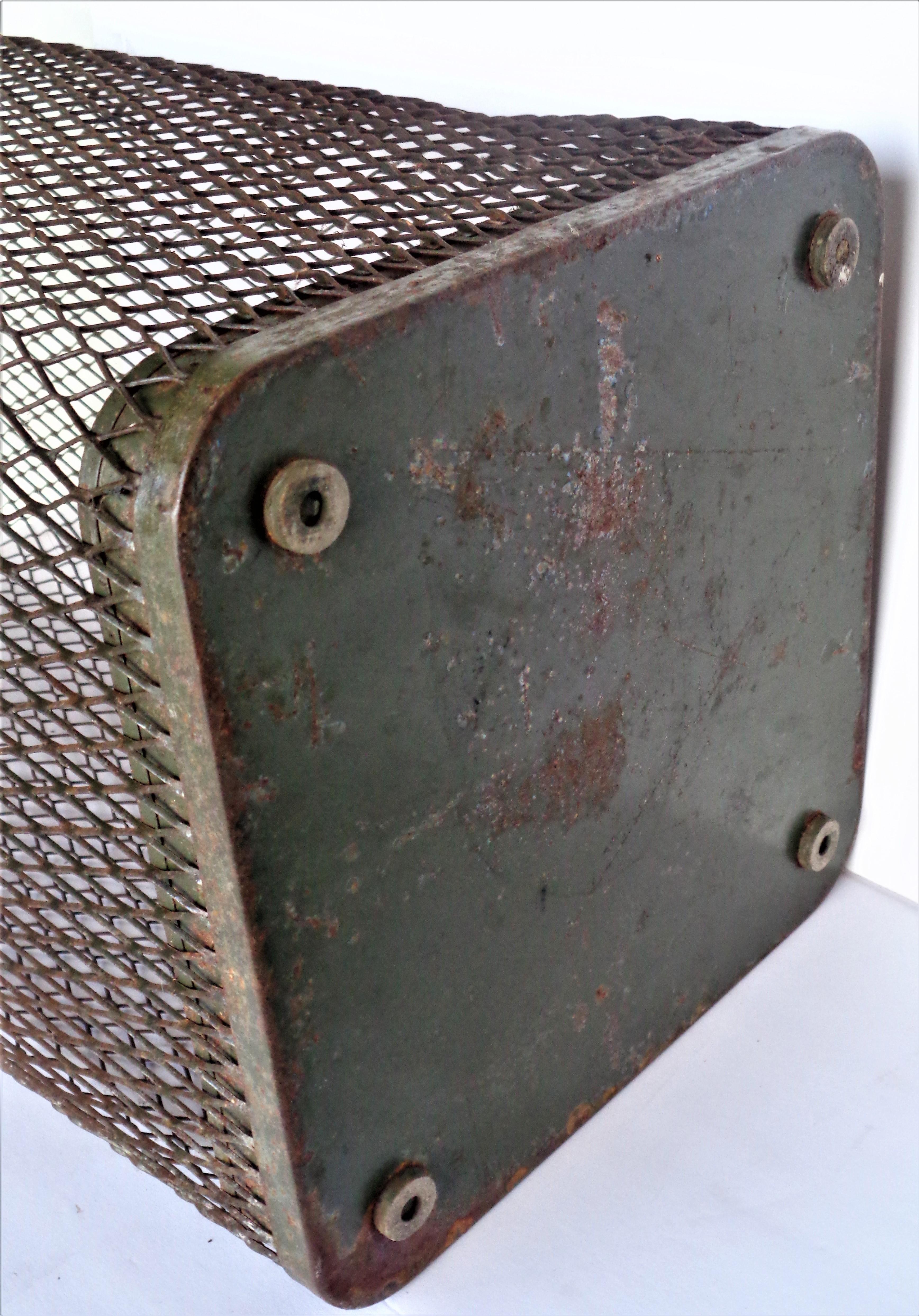 American Industrial Wire Mesh Metal Trash Basket 1930's 4