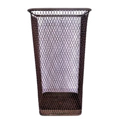 Used American Industrial Wire Mesh Metal Trash Basket 1930's