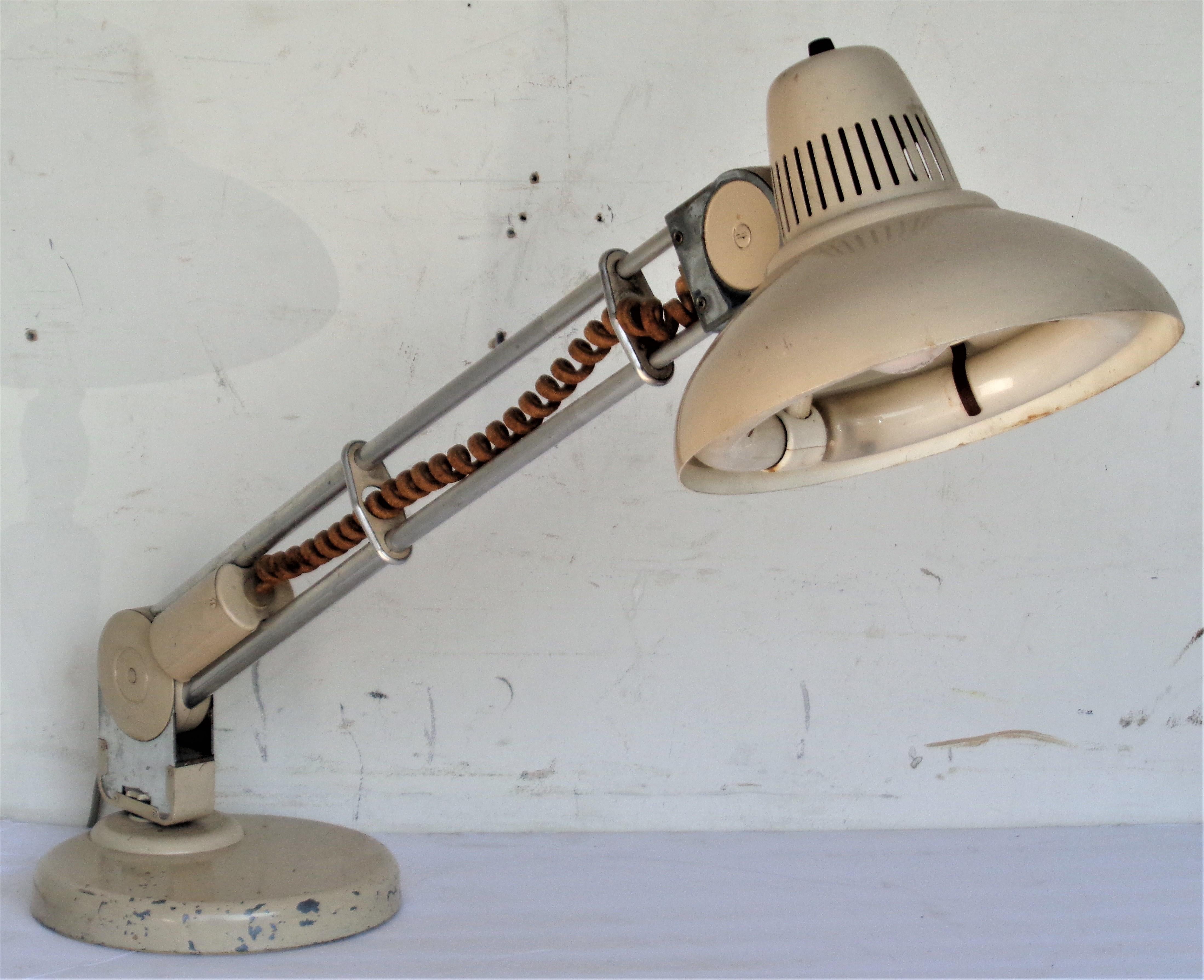 American Industrial Telescoping Swivel Lamp, Circa 1950 For Sale 7