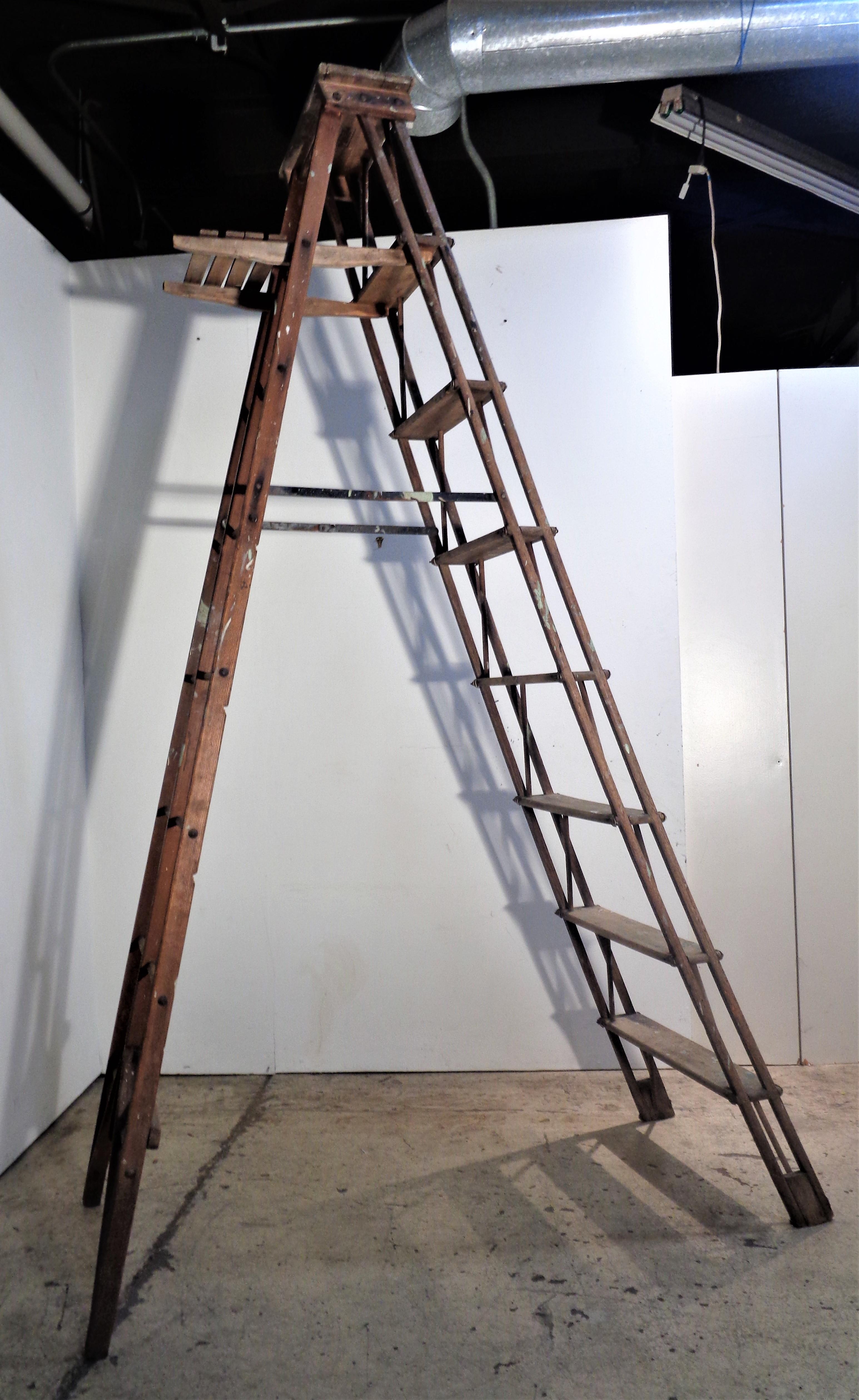 American Architectural Design Industrial Work Ladder, Circa 1940 For Sale 4