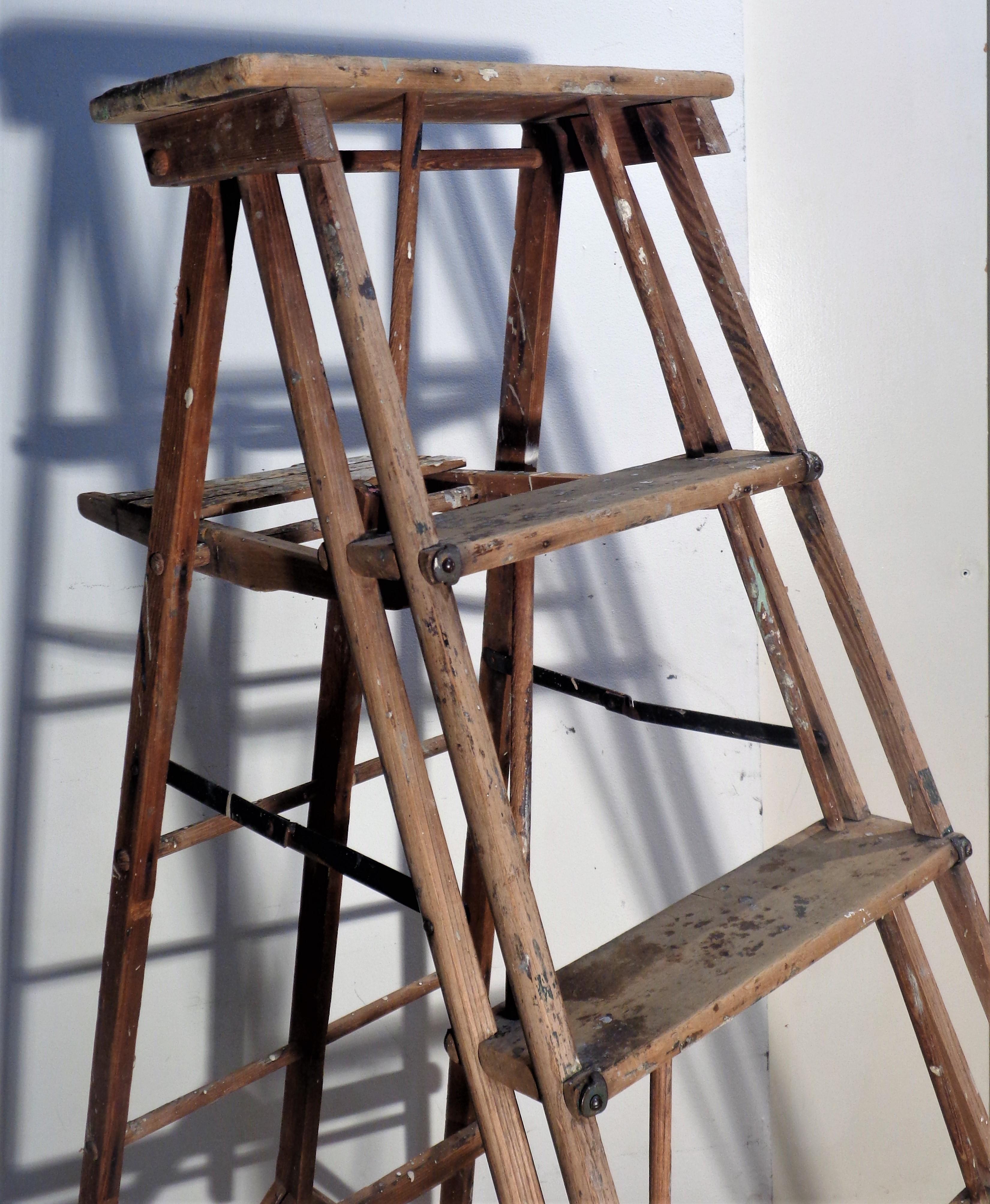 Joinery American Industrial Work Ladder, Circa 1940