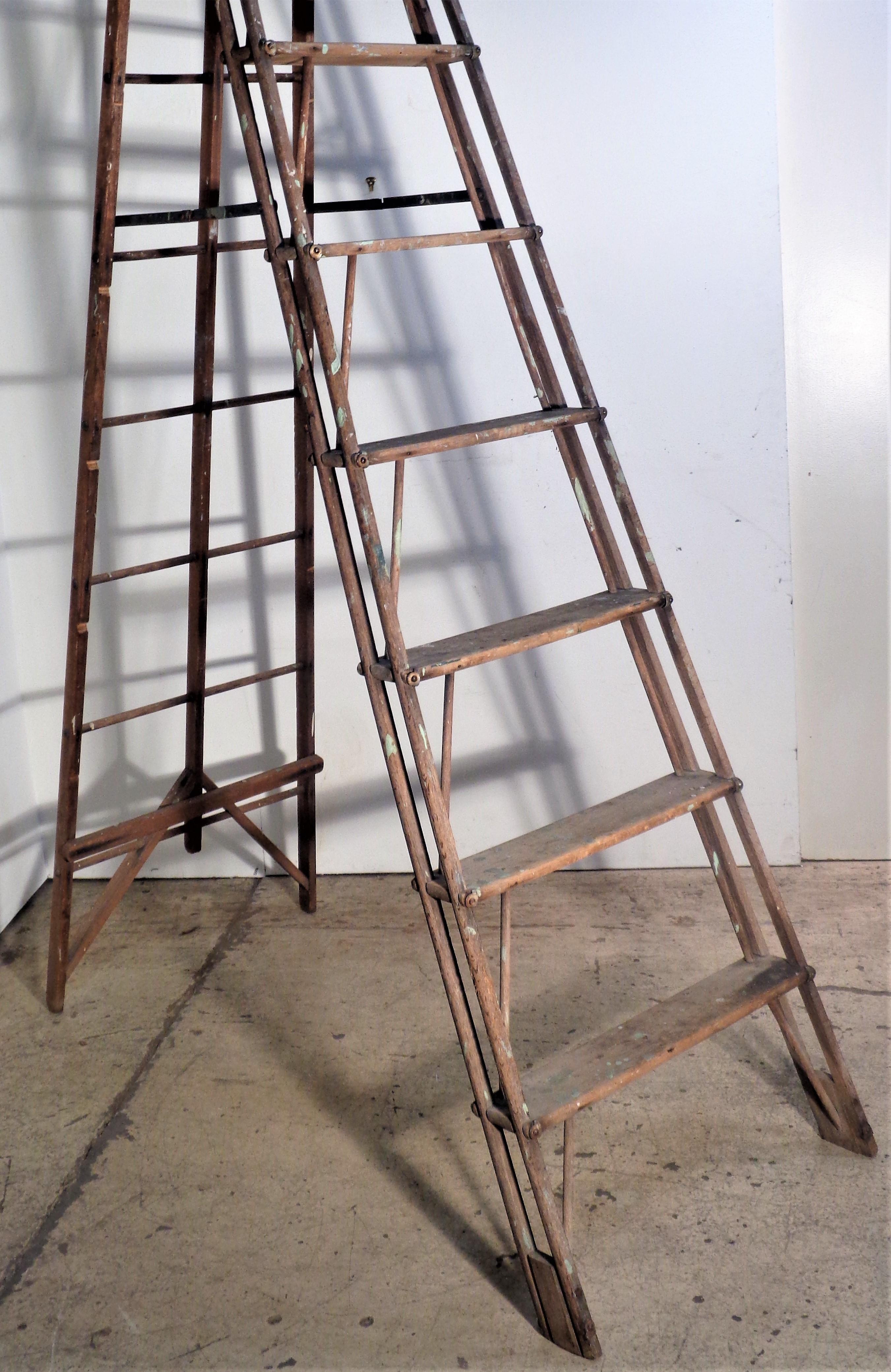 Joinery American Architectural Design Industrial Work Ladder, Circa 1940 For Sale