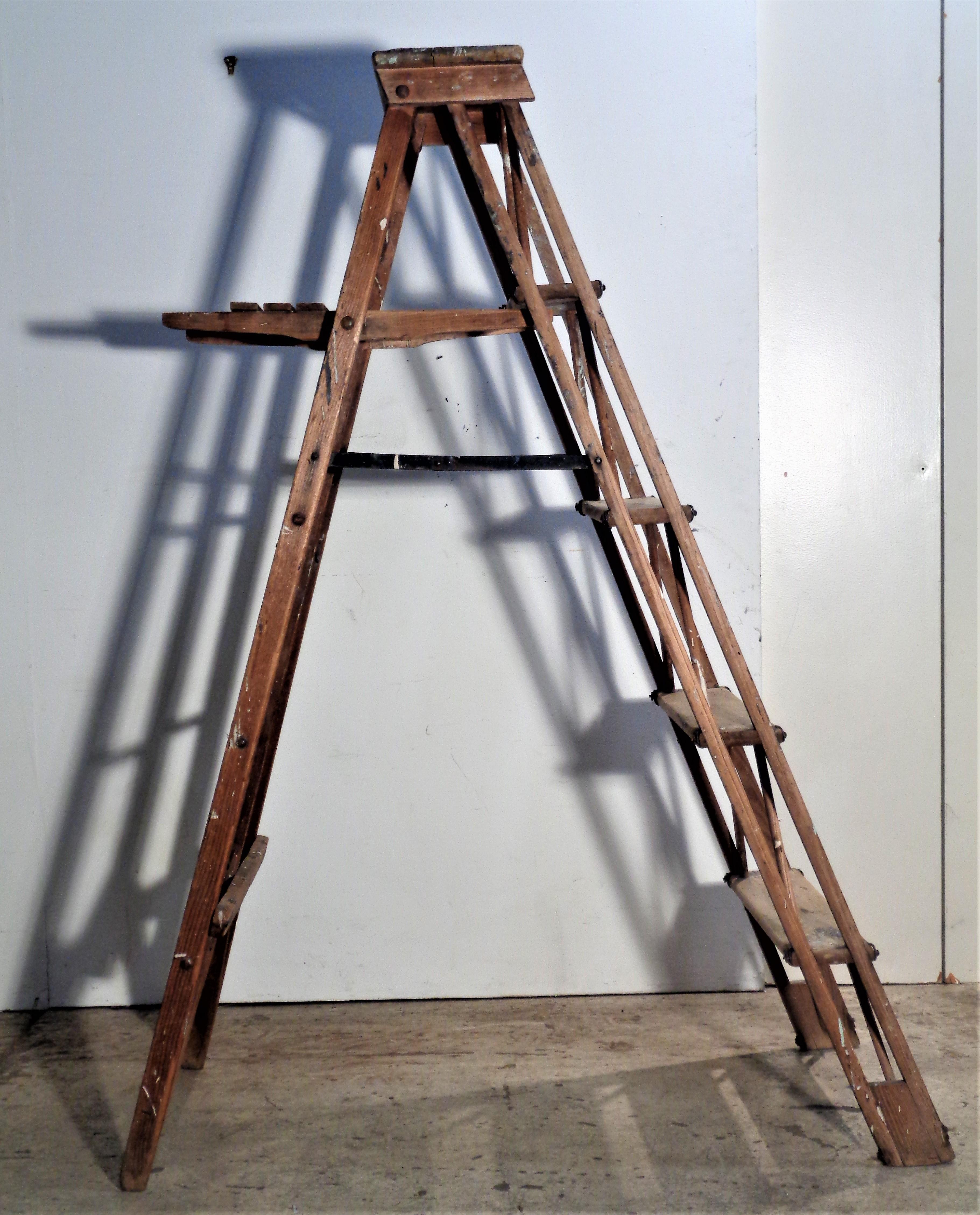 Metal American Industrial Work Ladder, Circa 1940