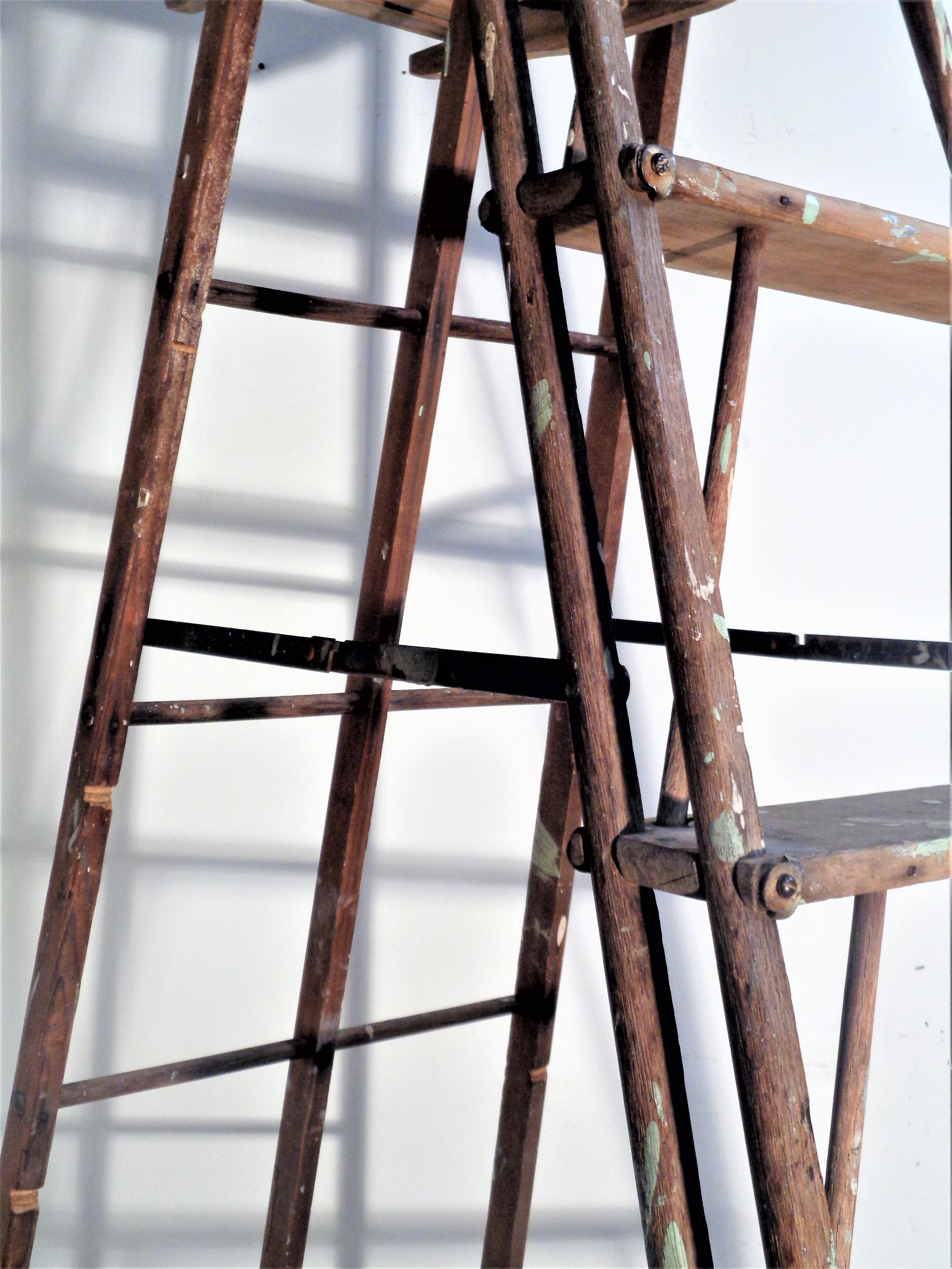 Metal American Architectural Design Industrial Work Ladder, Circa 1940 For Sale