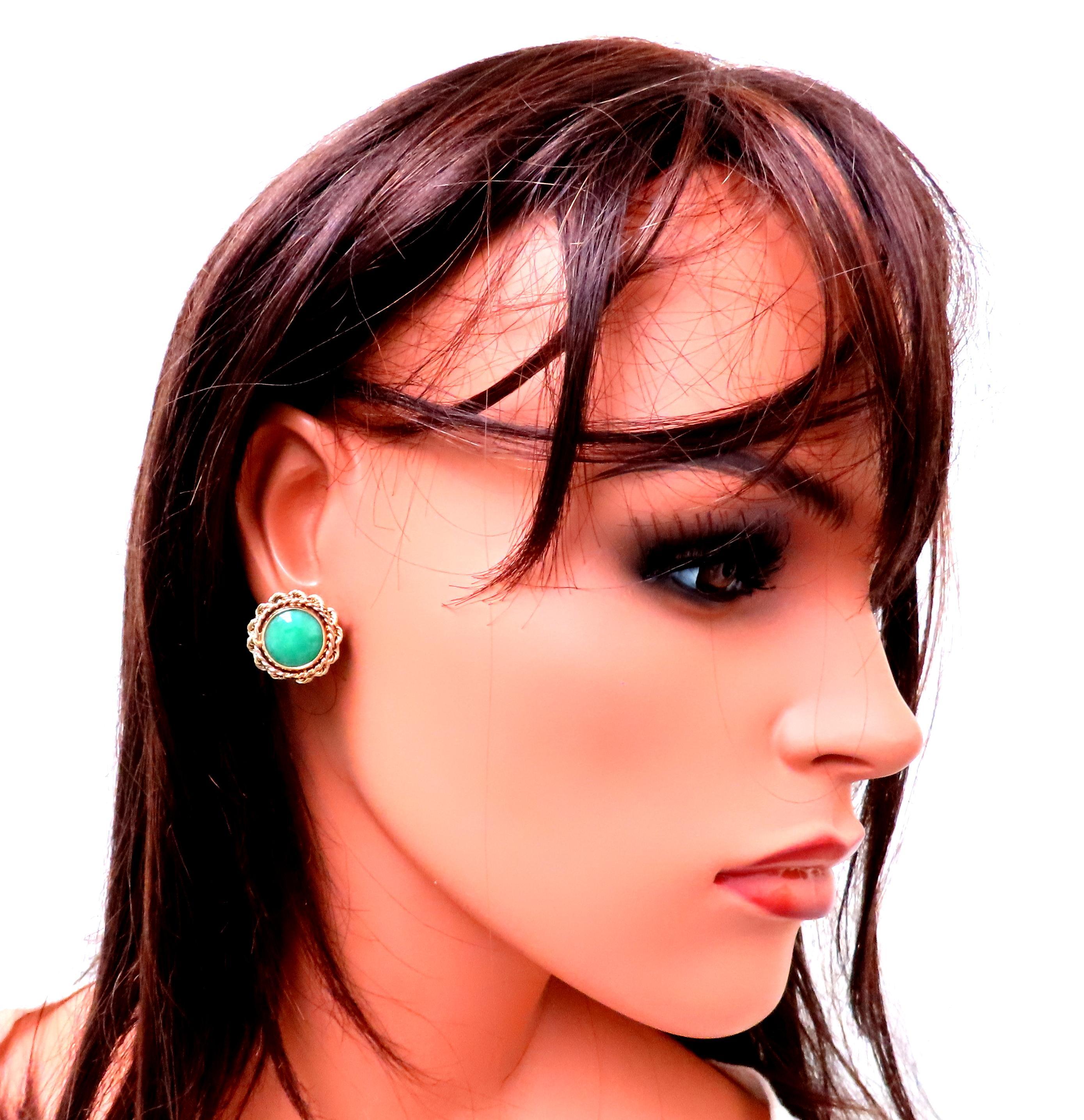 De las mujeres Pendientes de clip federalistas de cuerda retorcida de jade americano 14kt 12506 en venta