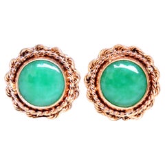 Pendientes de clip federalistas de cuerda retorcida de jade americano 14kt 12506