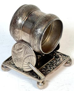 American Japonisme Twin Fan Figural Napkin Ring by Meriden, Circa 1880