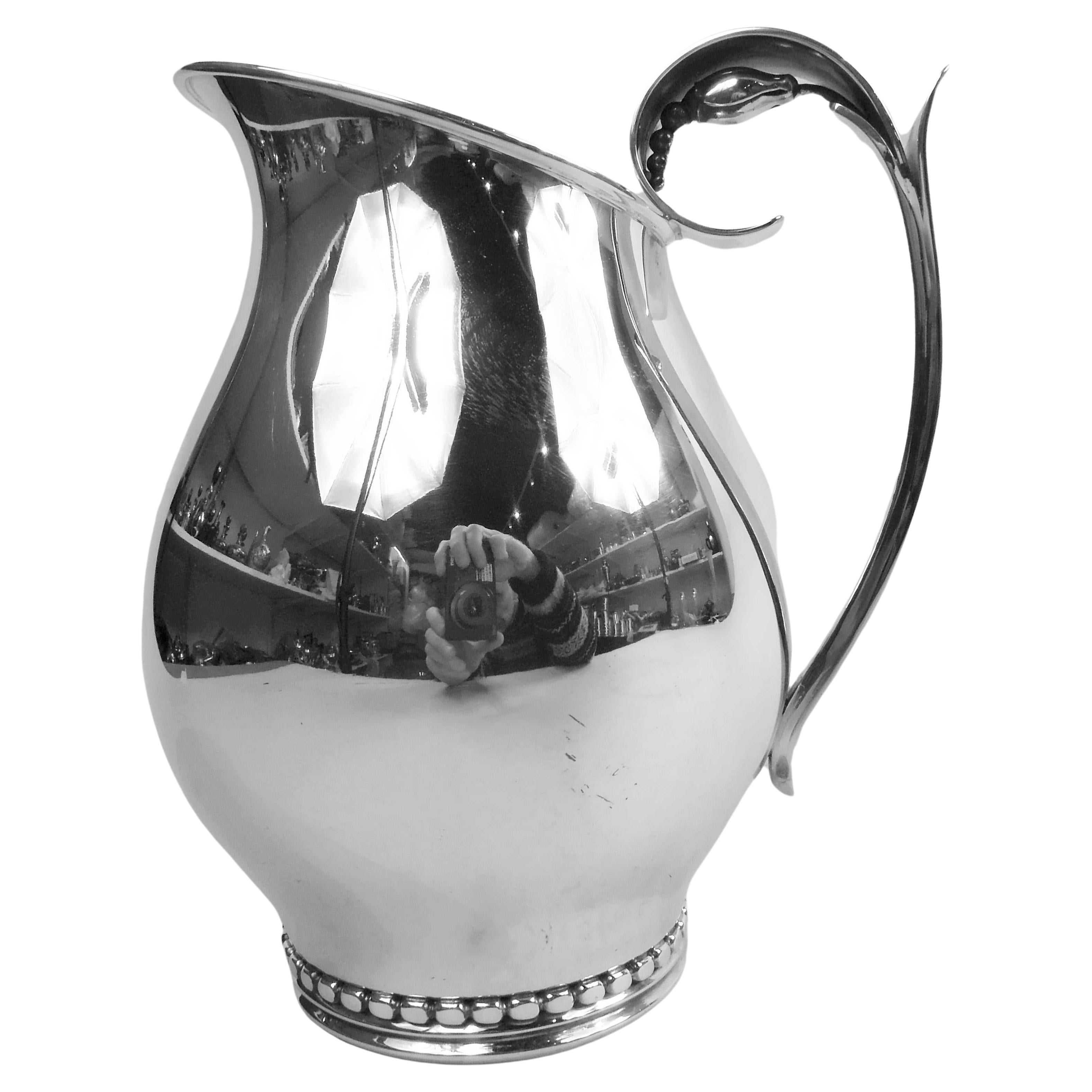 American Jensen-Inspired Sterling Silver Water Pitcher by La Paglia For Sale