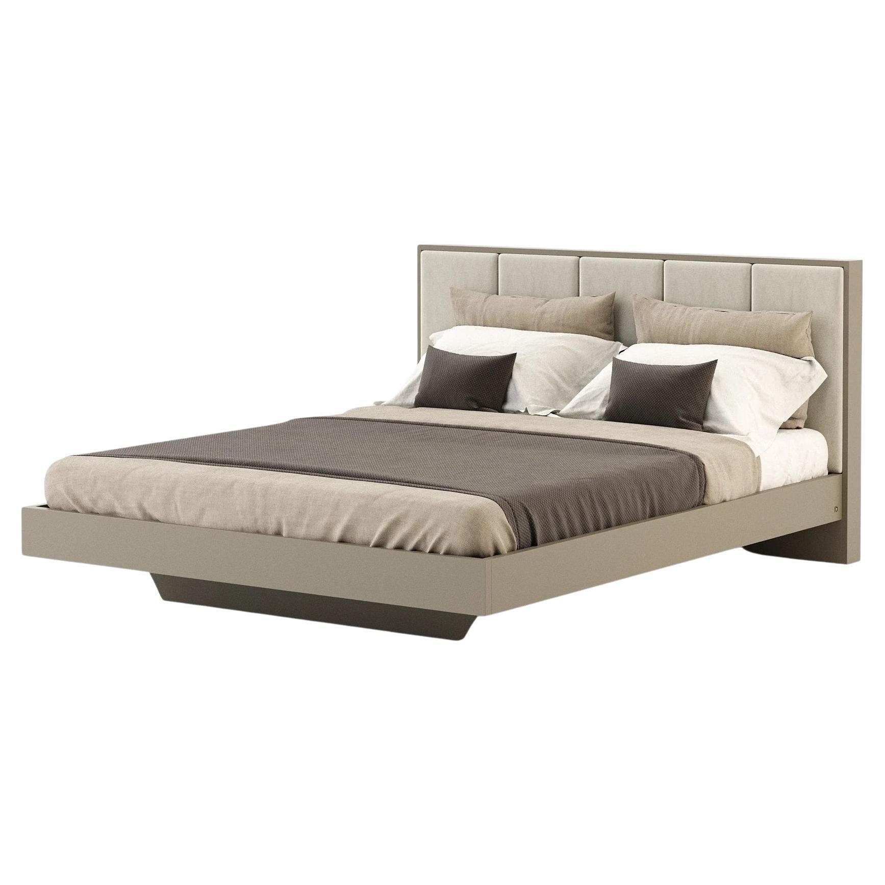 American King Bed in Custom Velvet Colors with Metal Details For Sale