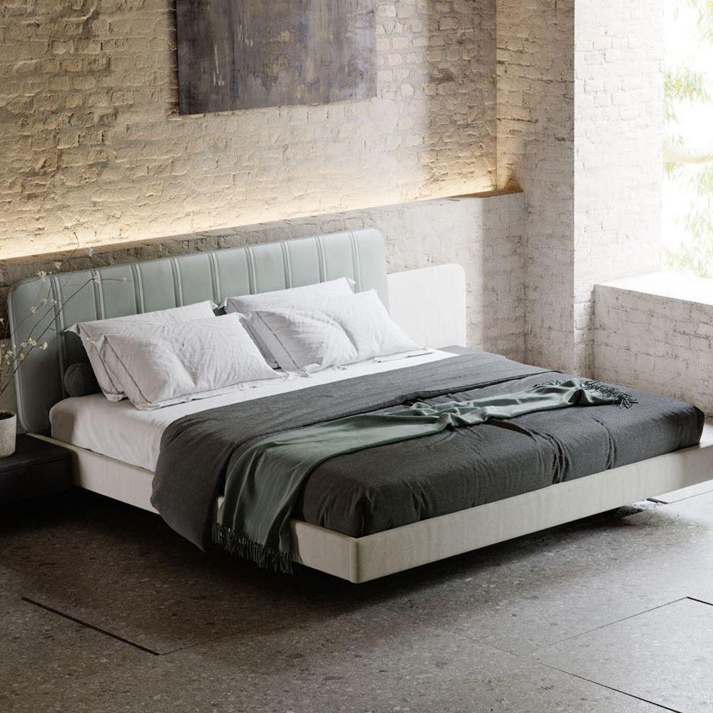 Contemporary American King Size Bed with Floating Nightstands For Sale