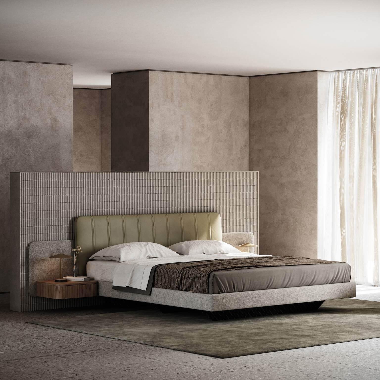 Amerikanisches King Size-Bett mit schwebenden Nachttischen im Angebot 4