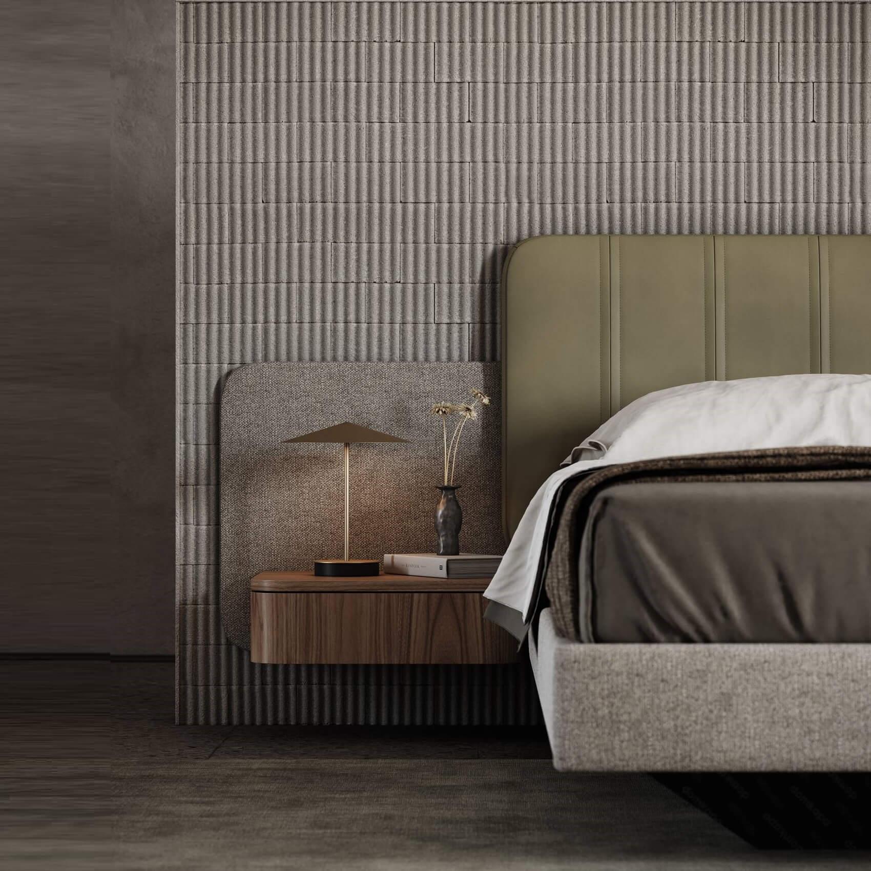 Lit américain grand format avec tables de nuit flottantes en vente 9