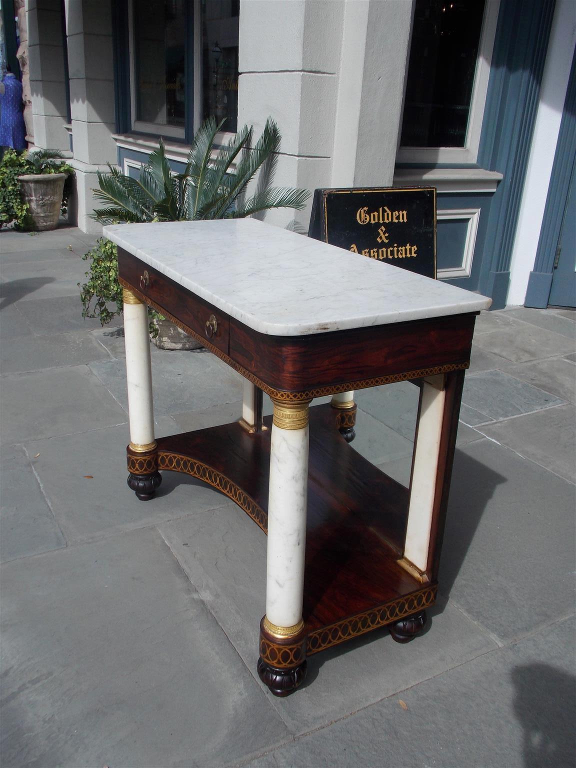 American Kingswood Ormolu Marble and Gilt Stenciled Console,  Meeks, NY. C. 1815 In Excellent Condition In Hollywood, SC