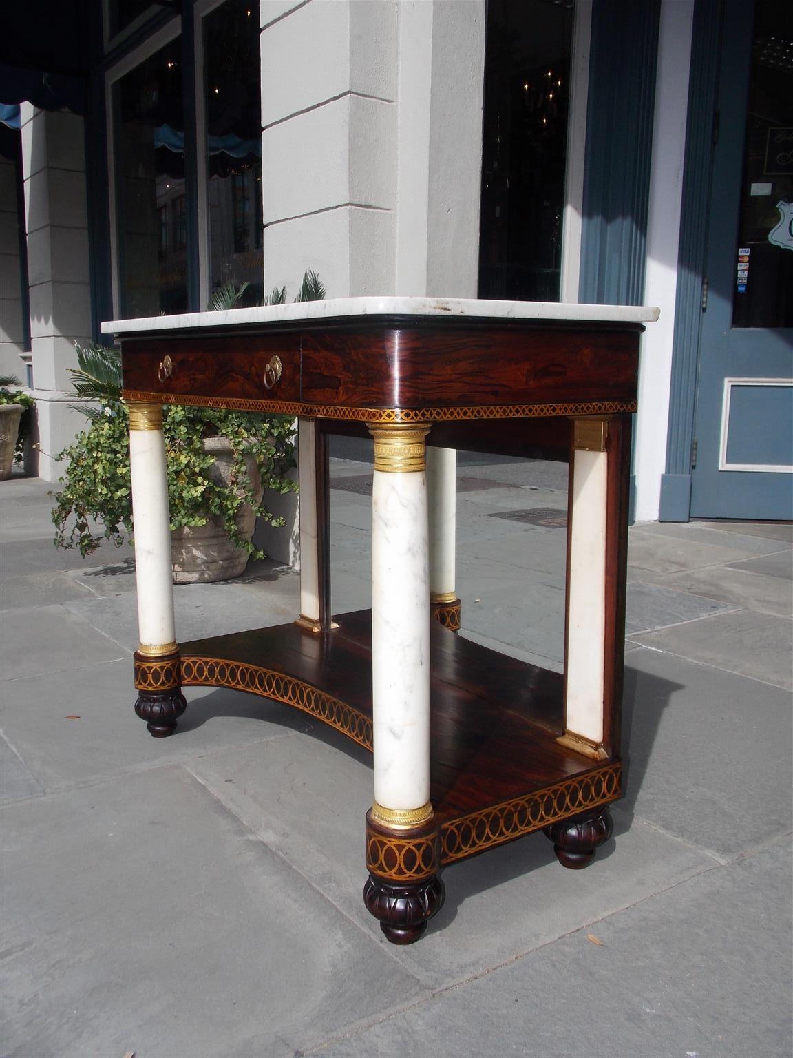 American Kingswood Ormolu Marble and Gilt Stenciled Console,  Meeks, NY. C. 1815 1