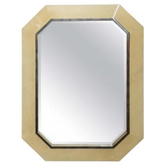 American Lacquered Parchment Octagonal Wall Mirror, Style of Karl Springer