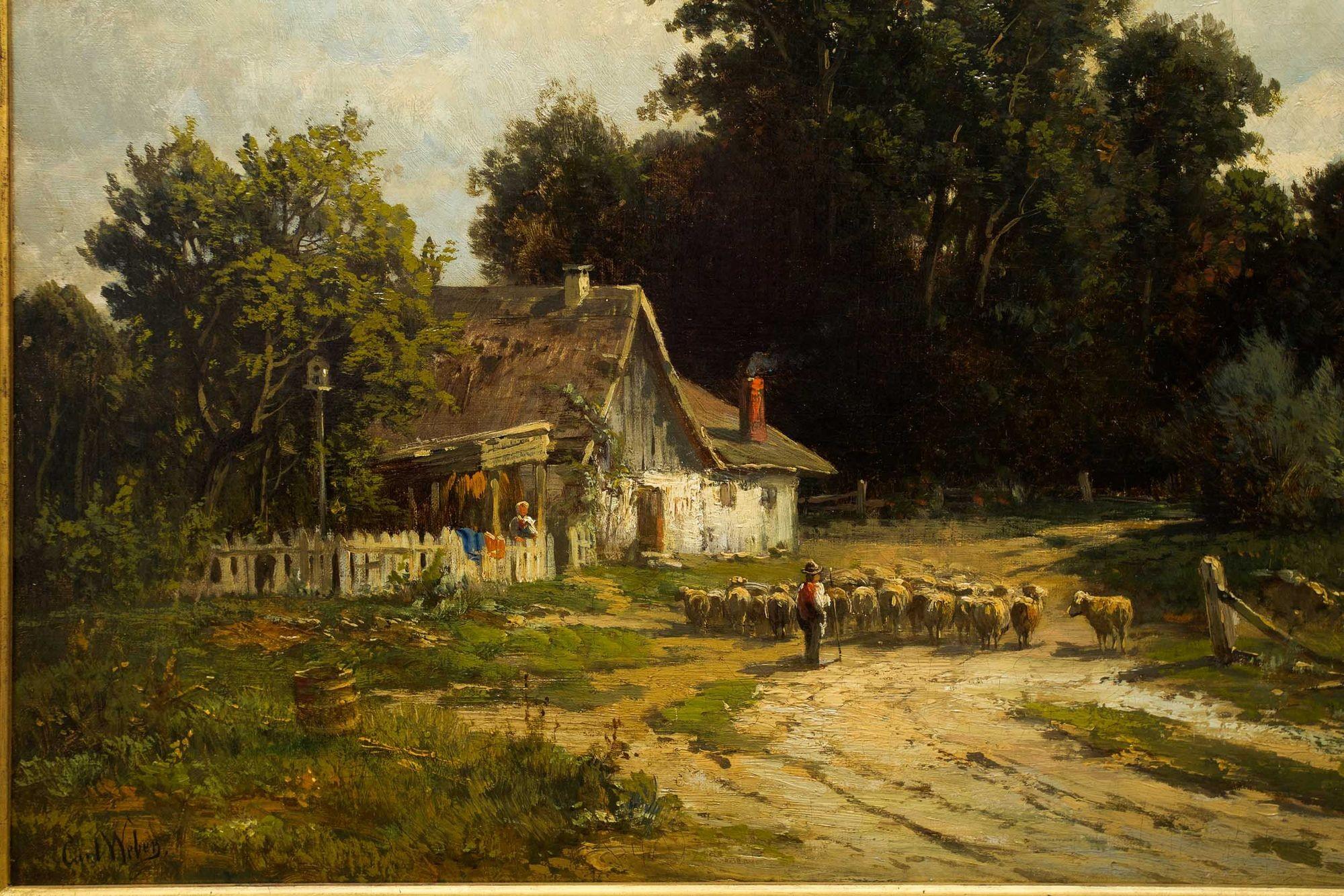 Peinture de paysage américain « Farm at Rockaway, New Jersey » par Carl Weber Bon état - En vente à Shippensburg, PA