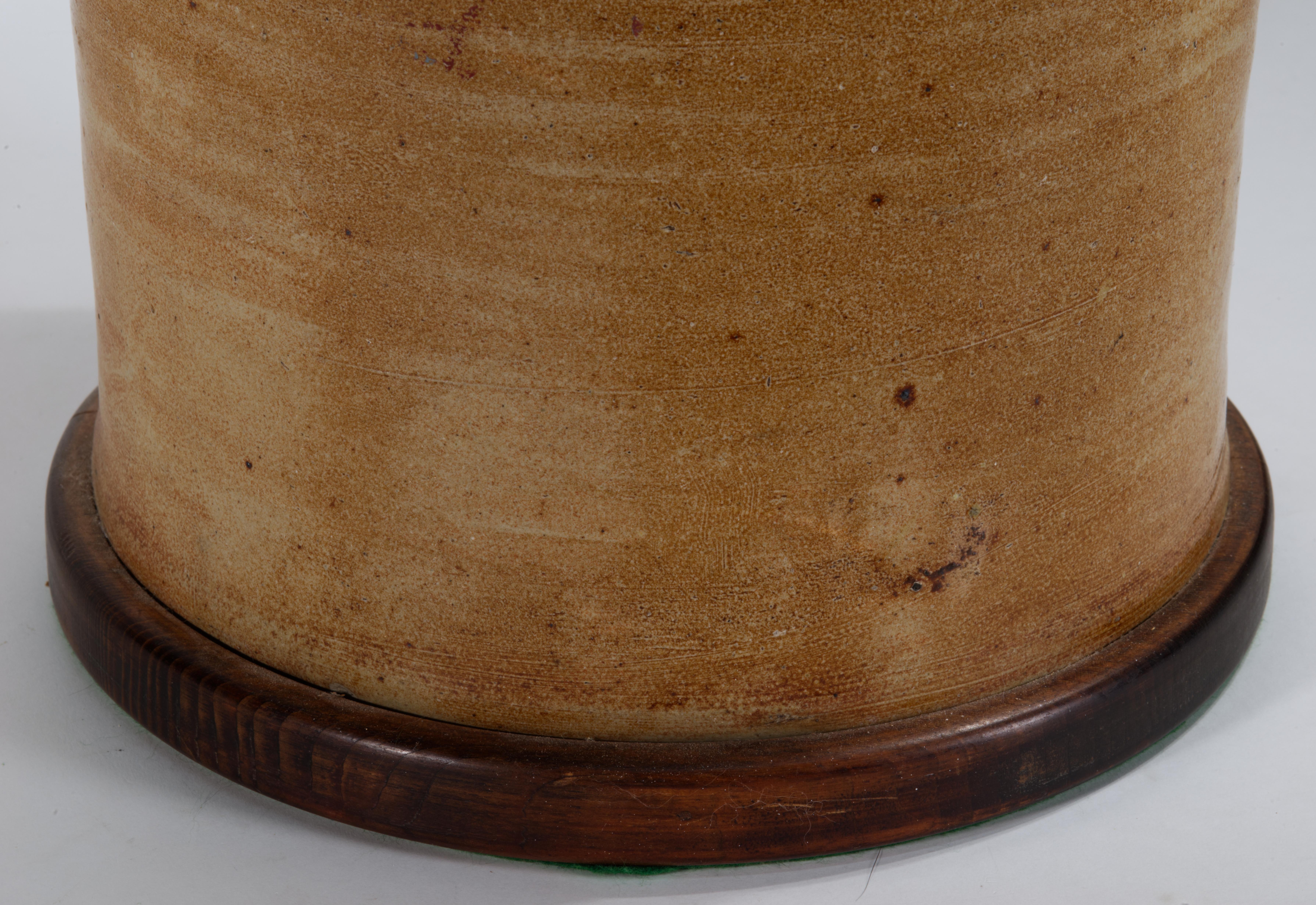 American Large Brown Salt Glaze Stoneware Crock Jug Table Lamp For Sale 2