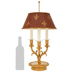 American late 19th century Louis XVI st. Ormolu Bouillotte lamp, signed Caldwell