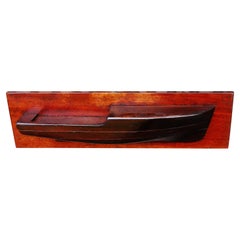 Antique American Late 19th to Early 20th Century Planked Half Hull Model of a Cruiser