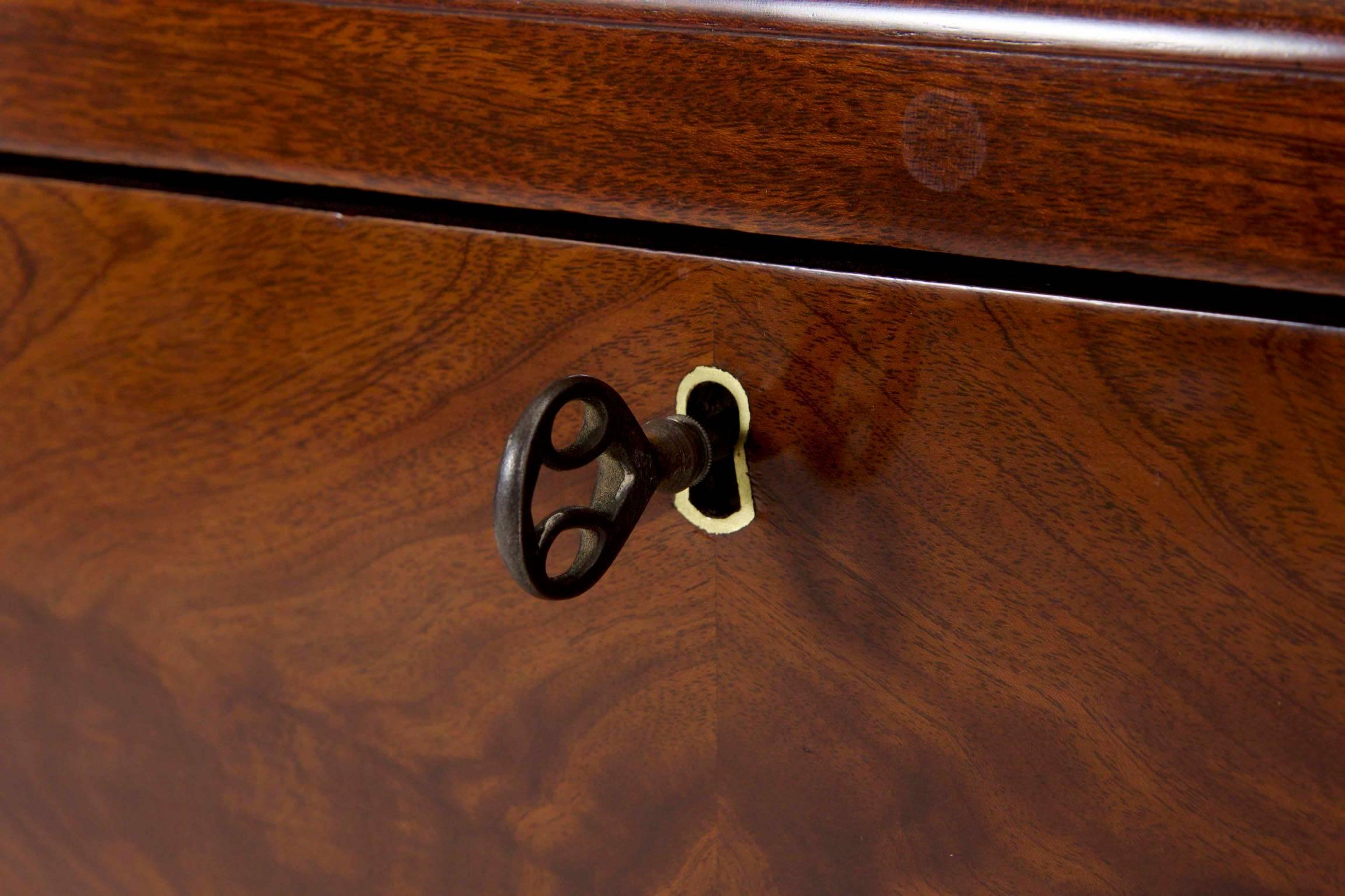 American Late Classical Crotch-Mahogany Writing Desk over Chest c. 1850-70 3