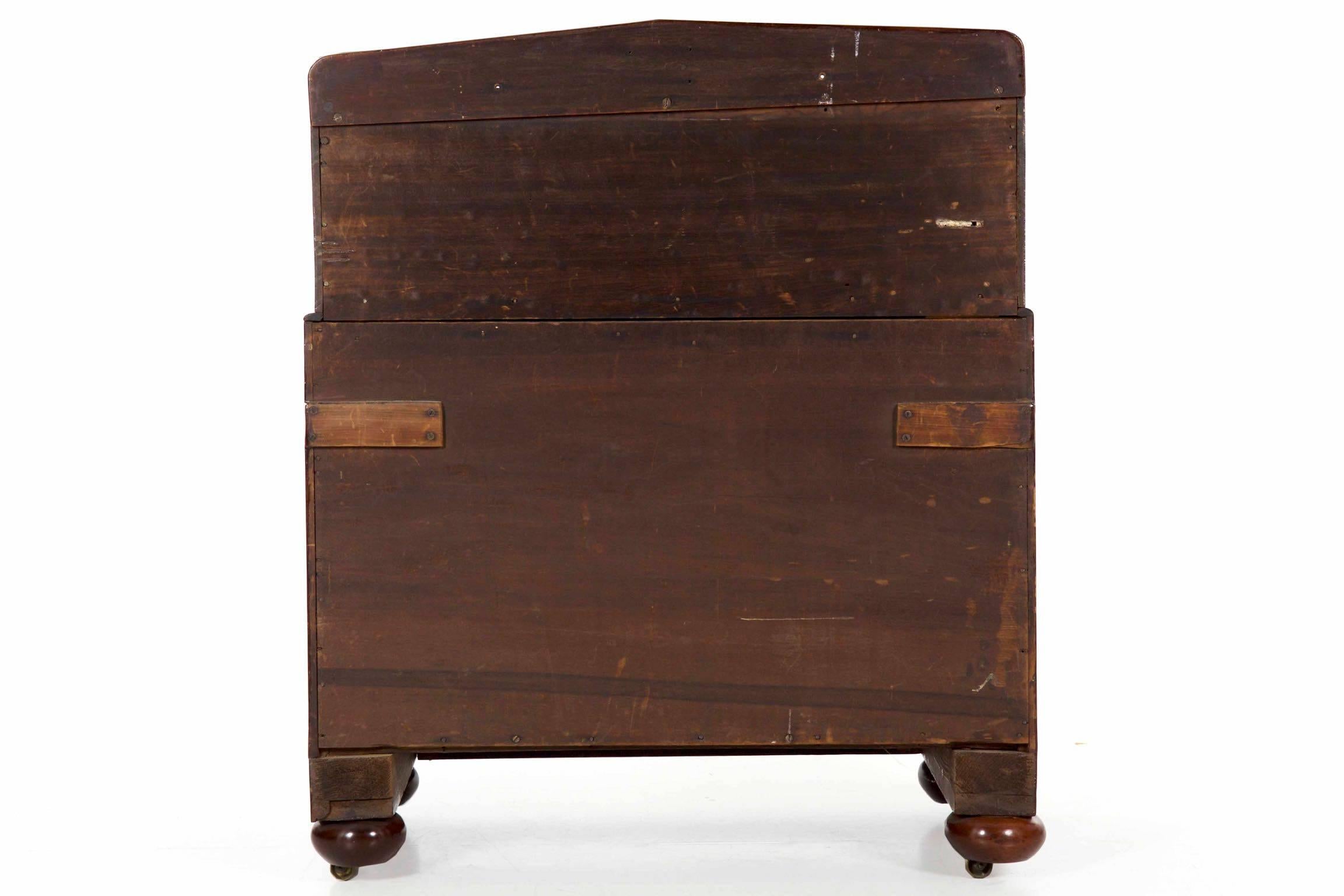 American Late Classical Crotch-Mahogany Writing Desk over Chest c. 1850-70 9