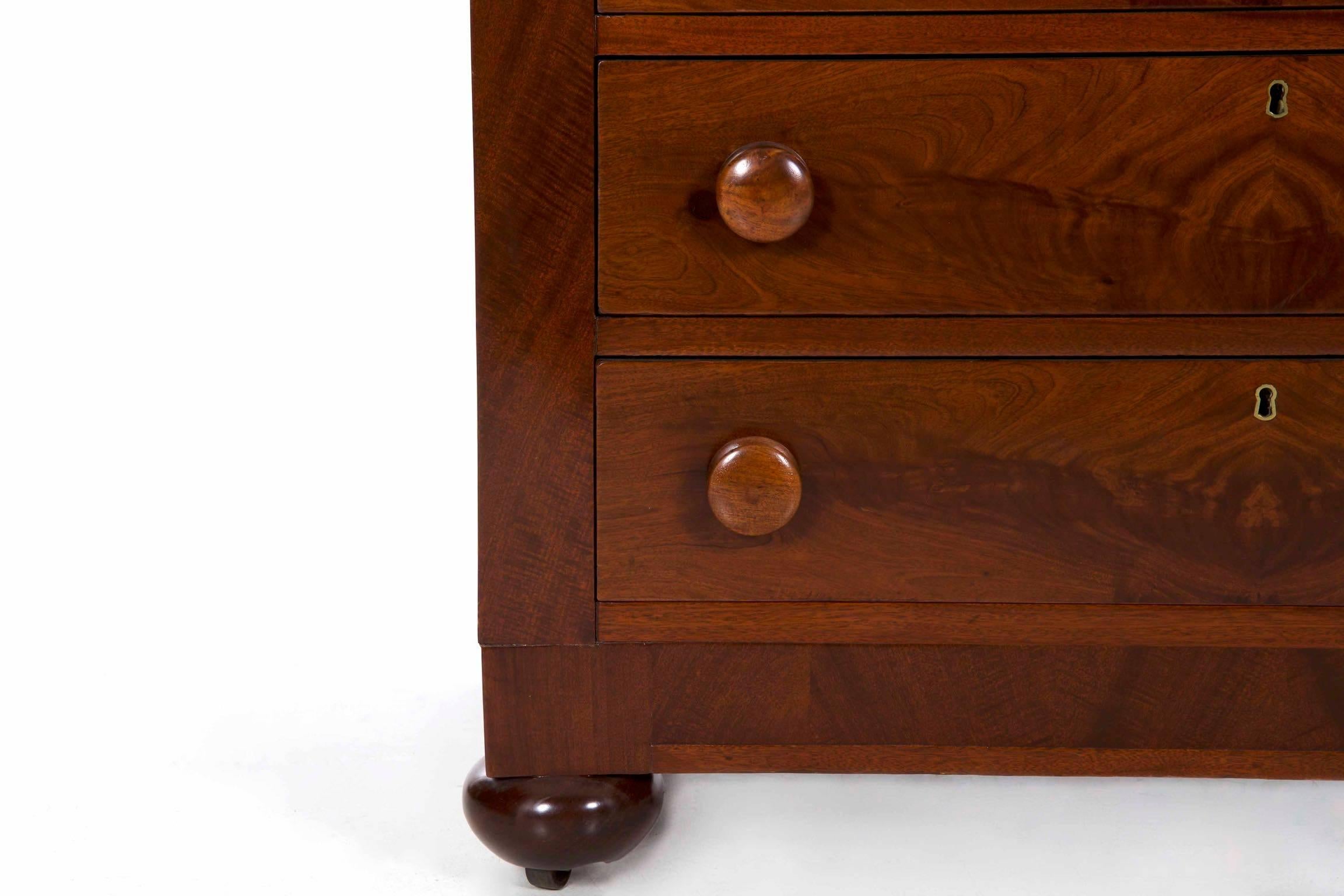 American Late Classical Crotch-Mahogany Writing Desk over Chest c. 1850-70 1